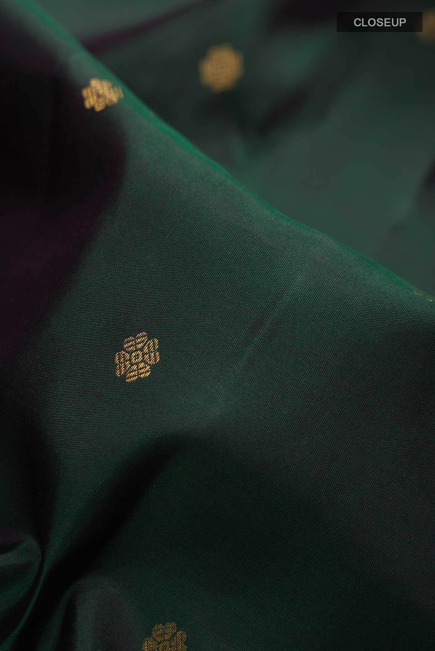Bottle Green Kanchipuram Silk Saree