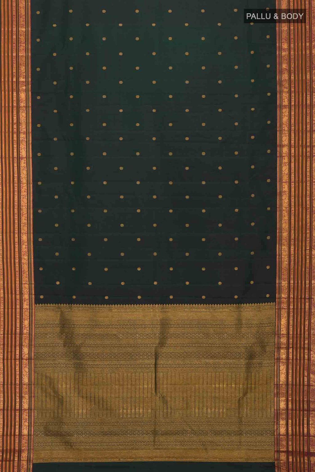 Bottle Green Kanchipuram Silk Saree