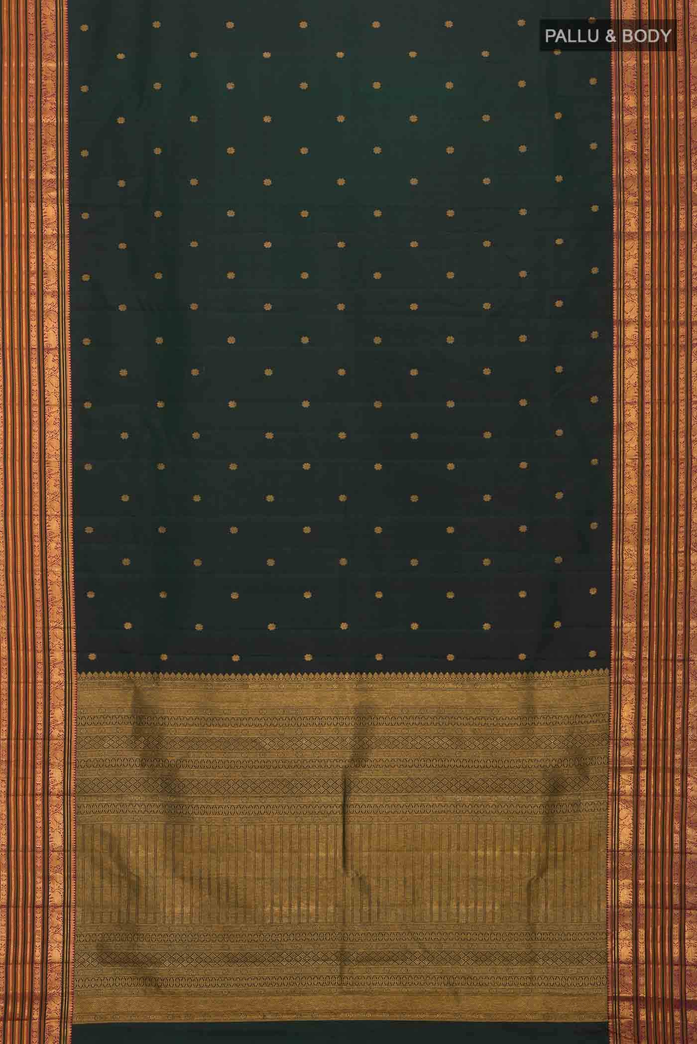 Bottle Green Kanchipuram Silk Saree