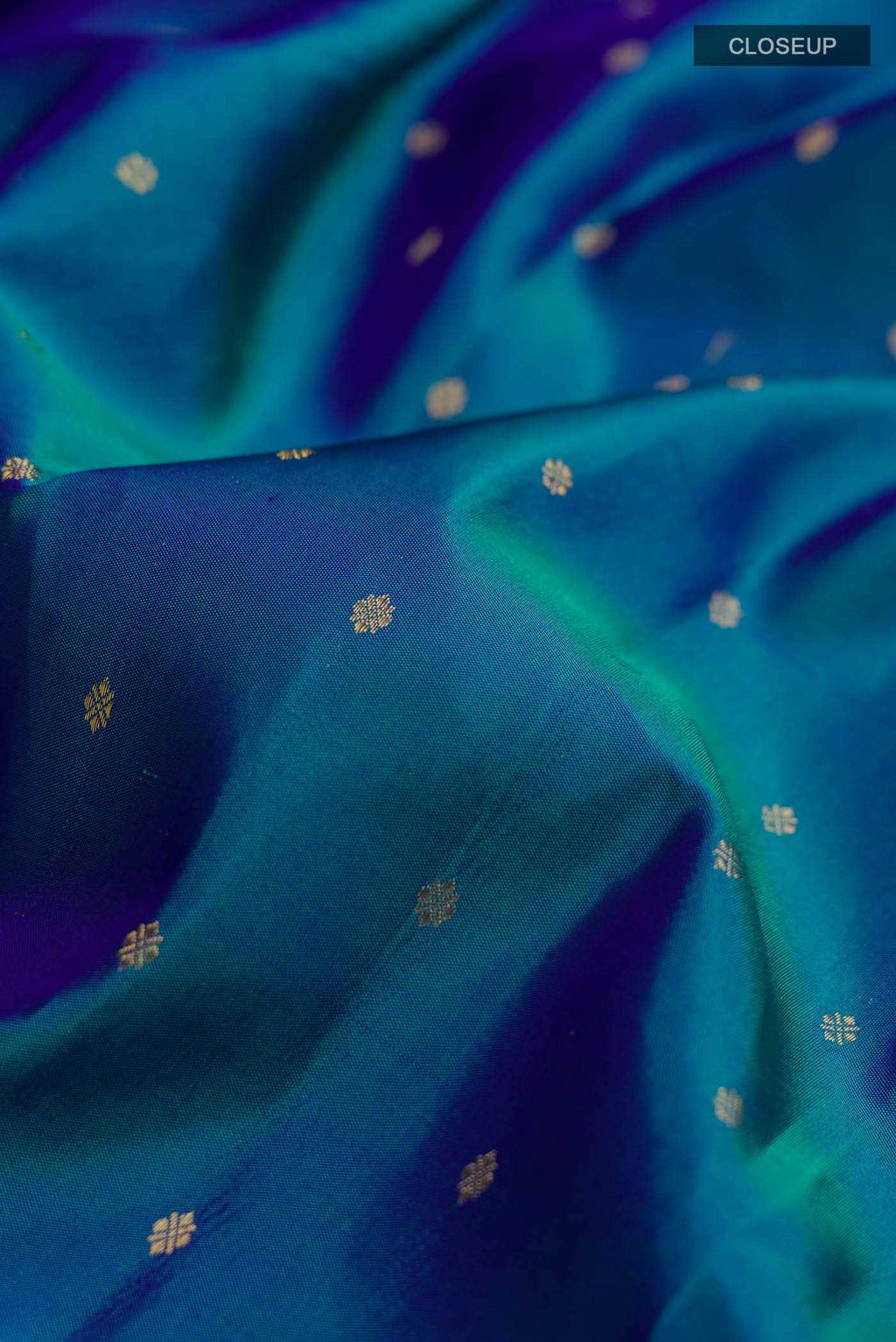 Blue with Green Dual Tone Kanchipuram Silk Saree
