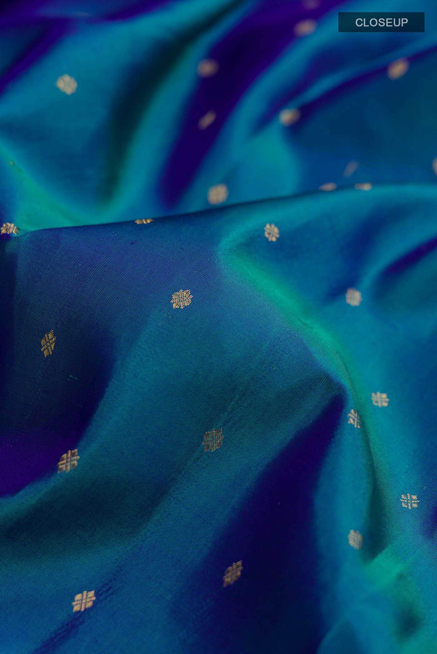 Blue with Green Dual Tone Kanchipuram Silk Saree