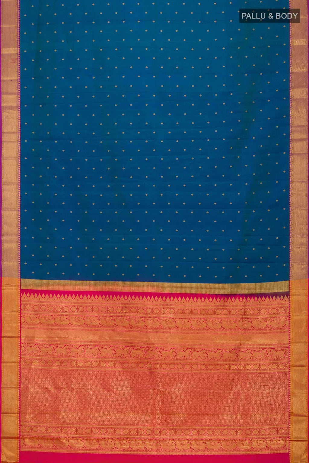 Blue with Green Dual Tone Kanchipuram Silk Saree