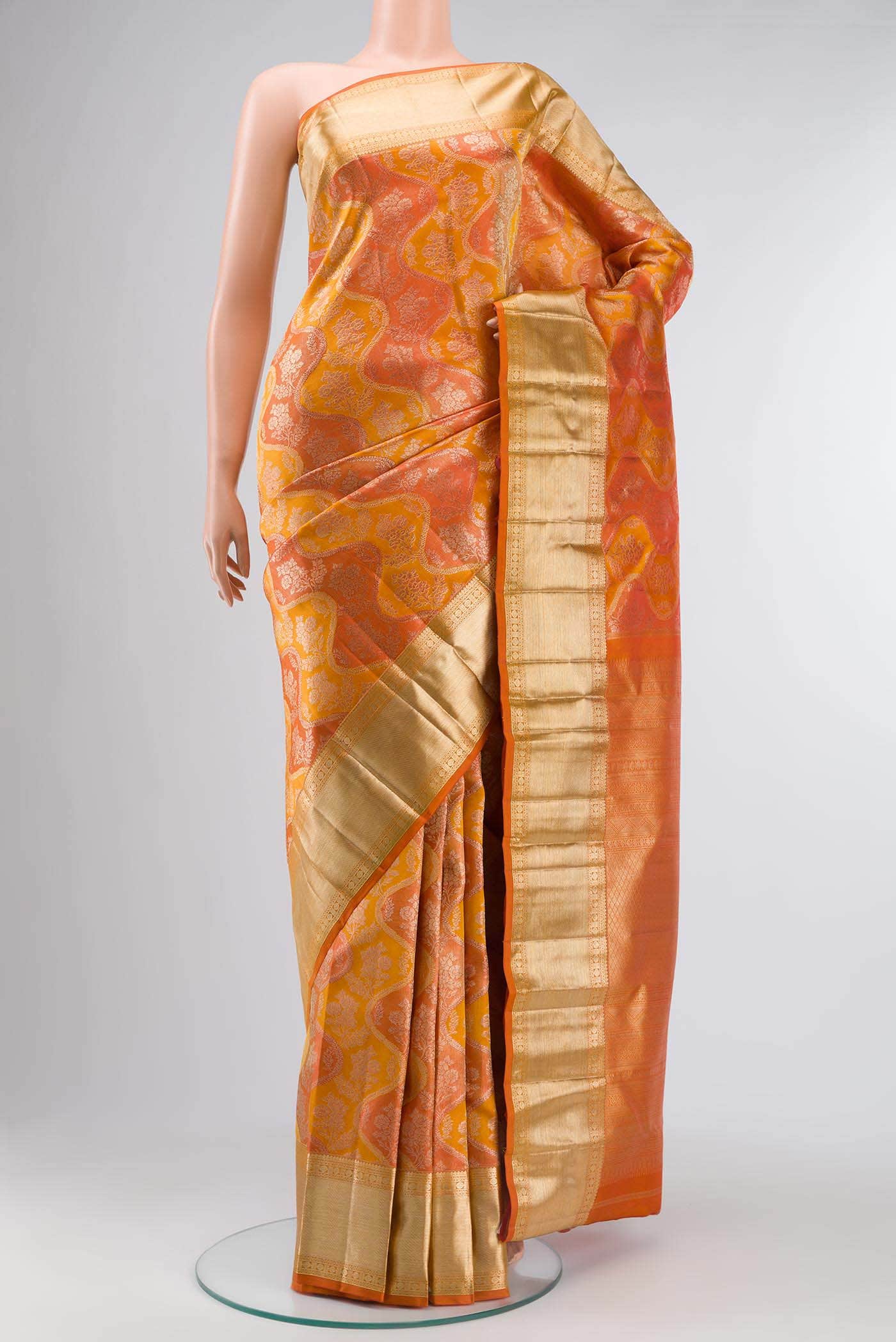 Orange Kanchipuram Silk Saree