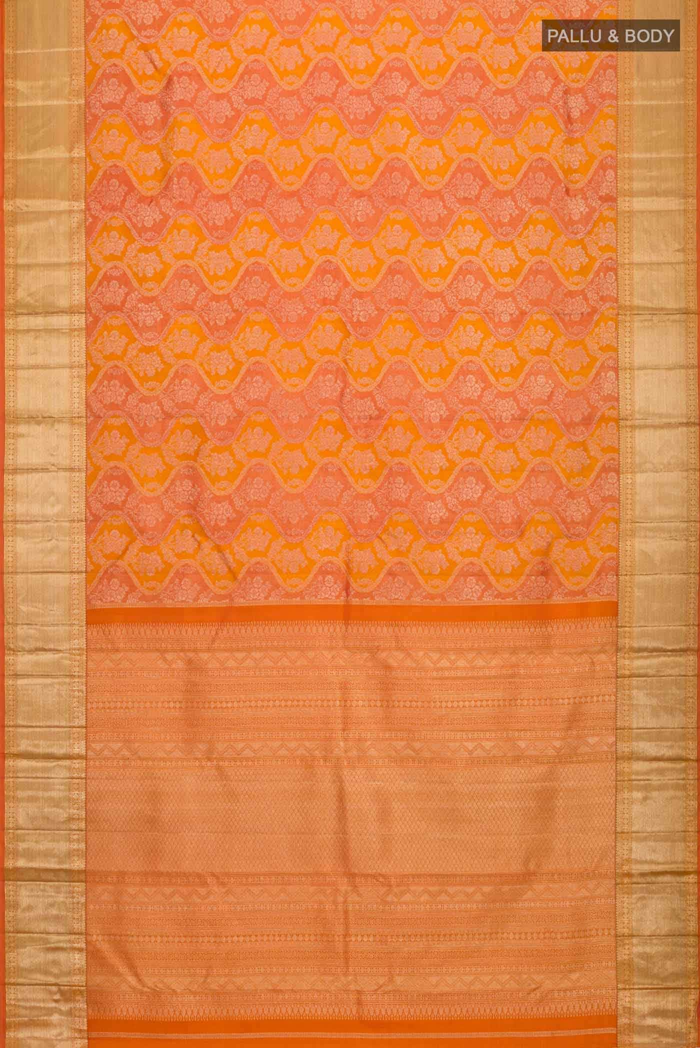 Orange Kanchipuram Silk Saree