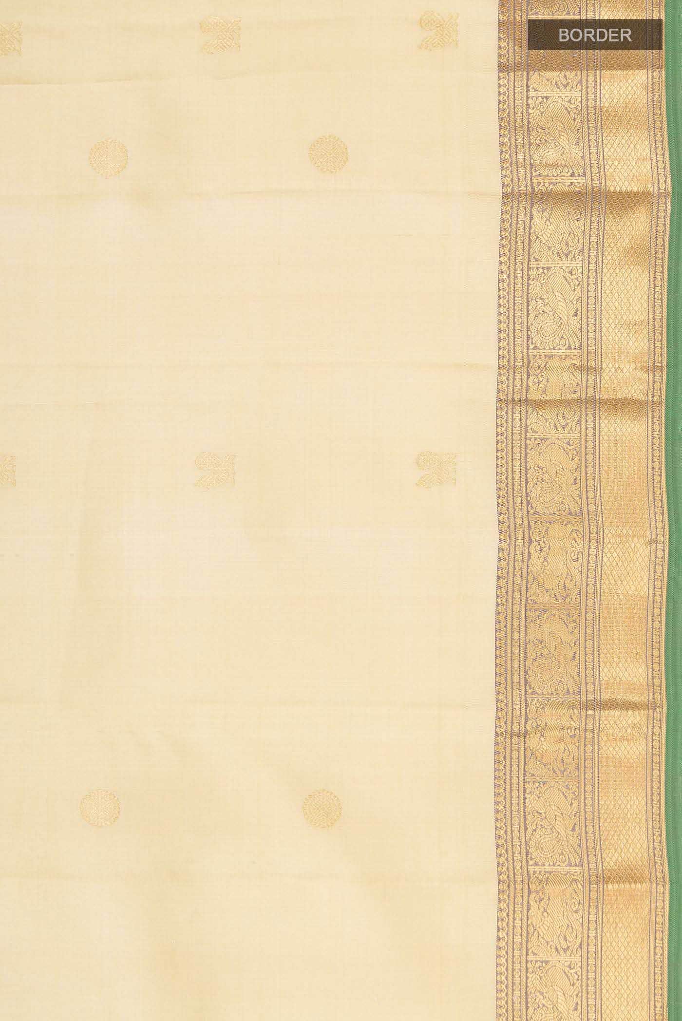 Off White Kanchipuram Silk Saree