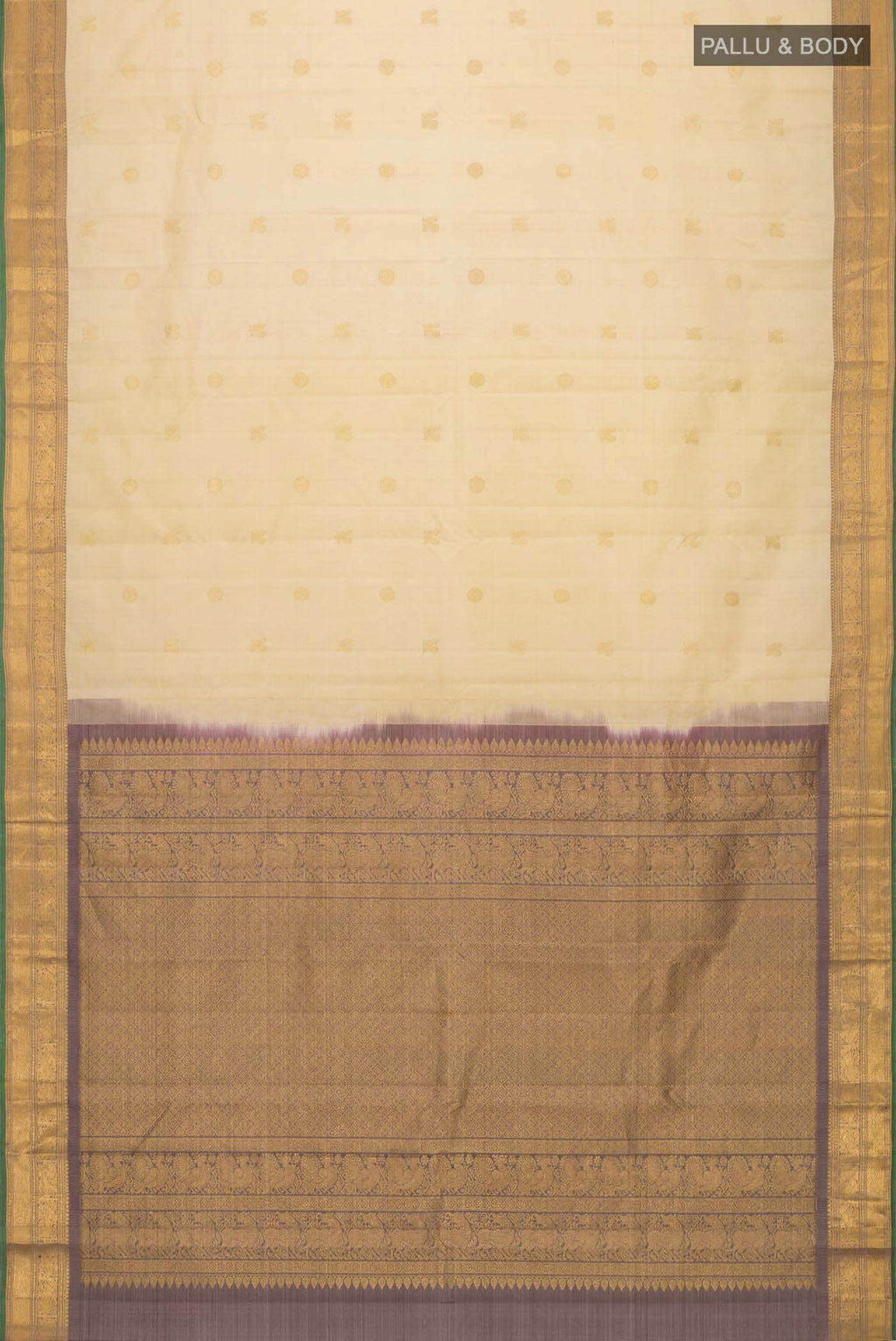 Off White Kanchipuram Silk Saree