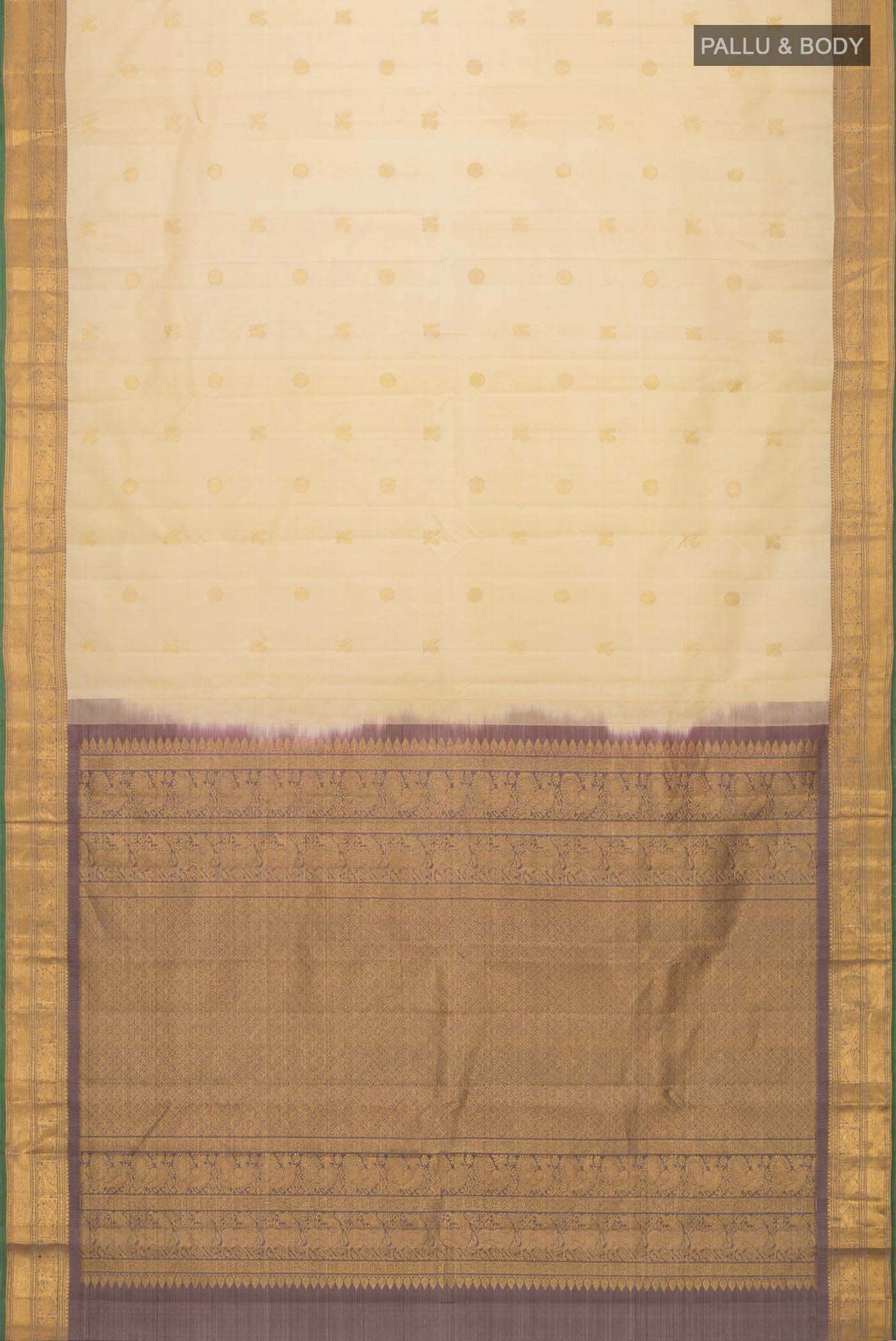 Off White Kanchipuram Silk Saree
