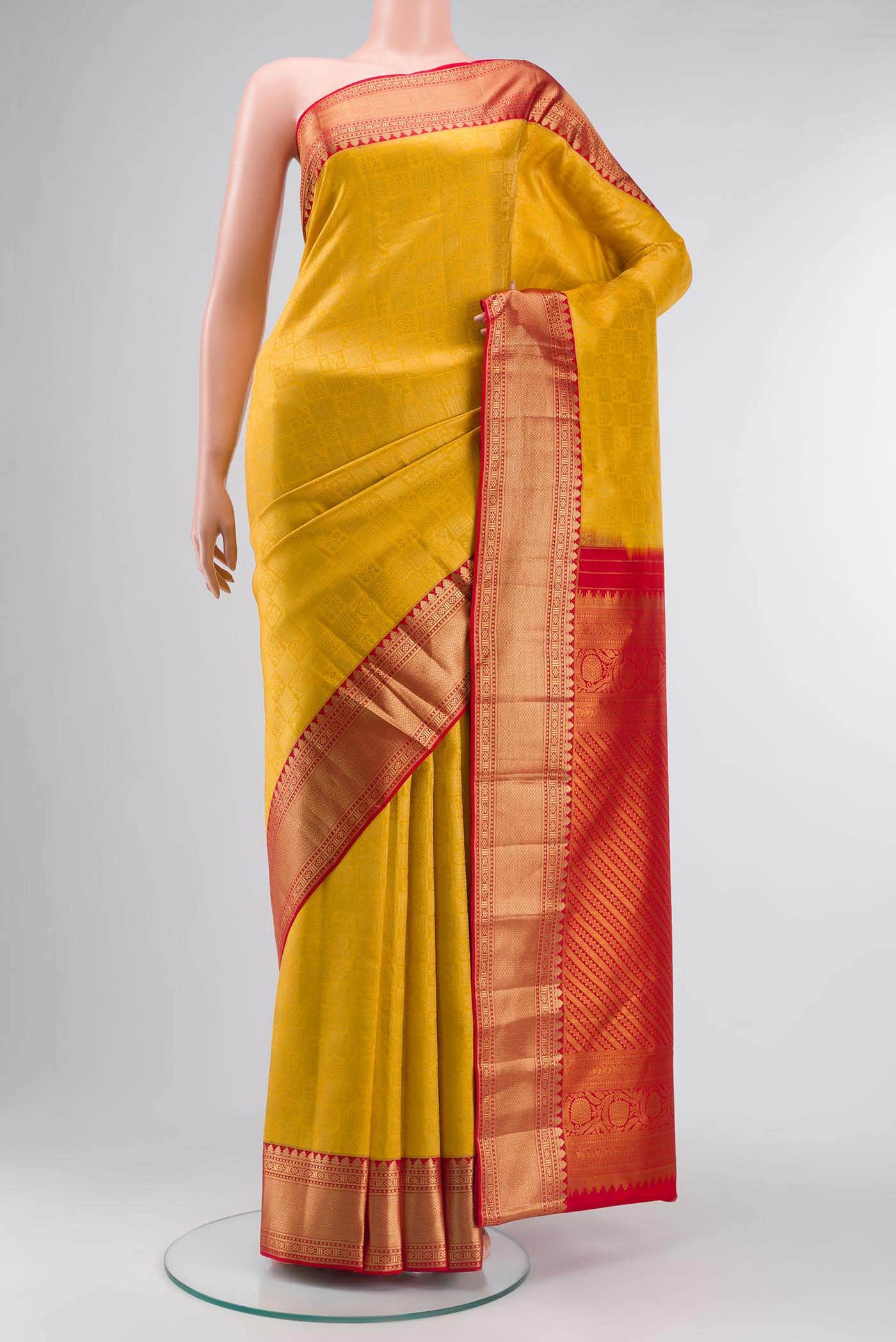 Yellow Kanchipuram Silk Saree