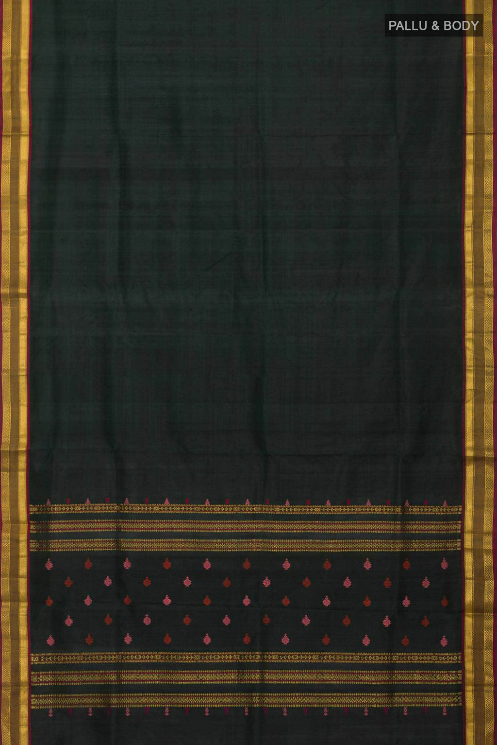 Bottle Green Kanchipuram Silk Saree