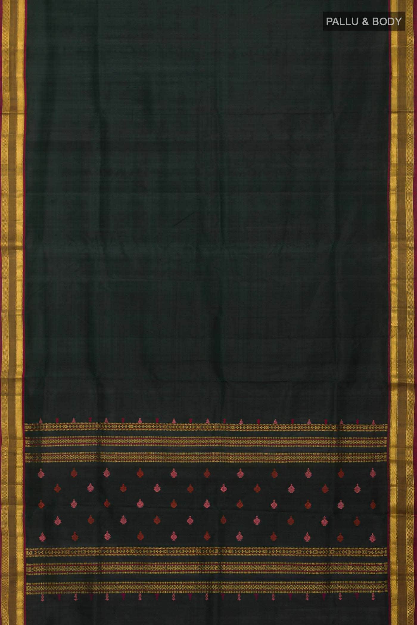 Bottle Green Kanchipuram Silk Saree