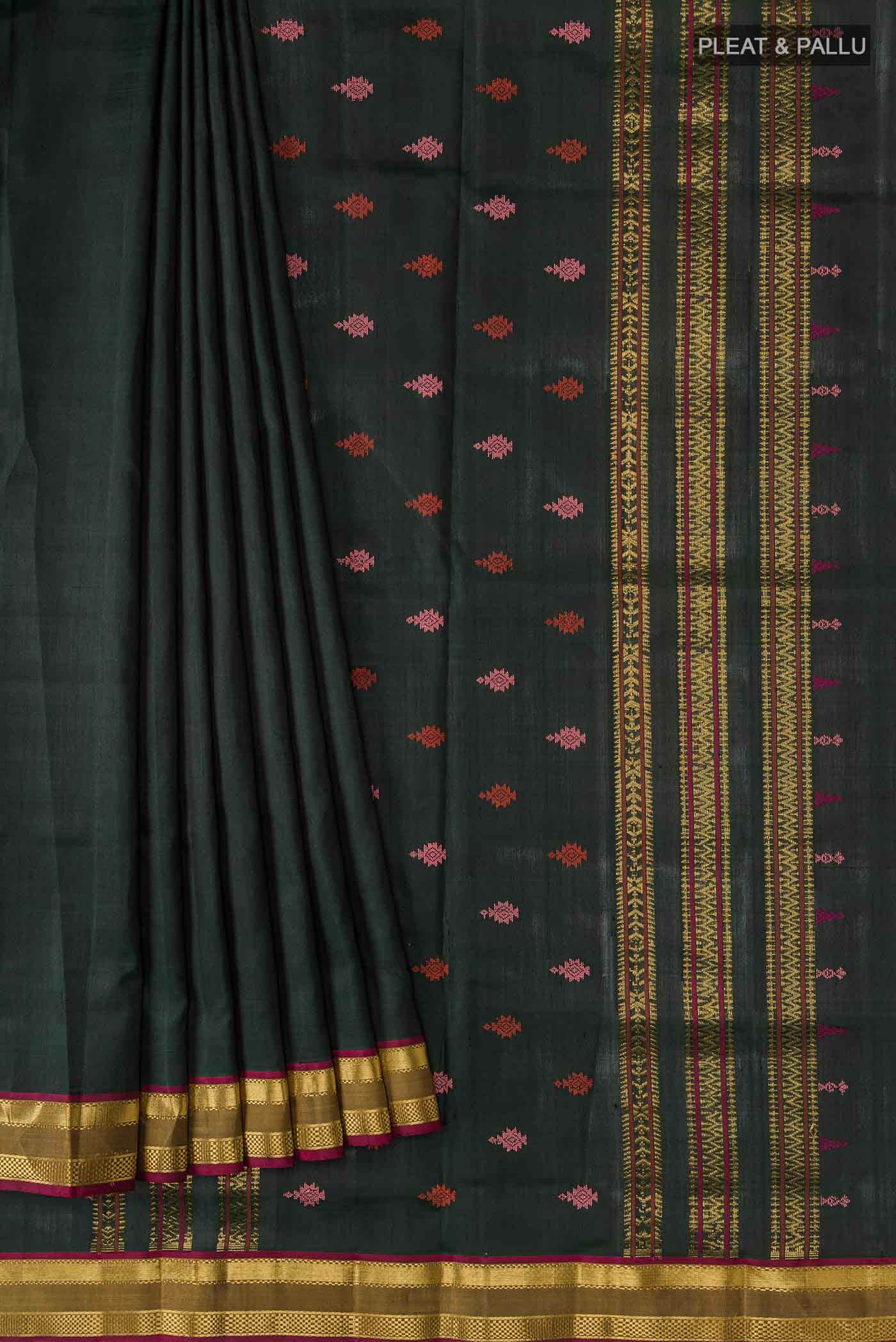 Bottle Green Kanchipuram Silk Saree