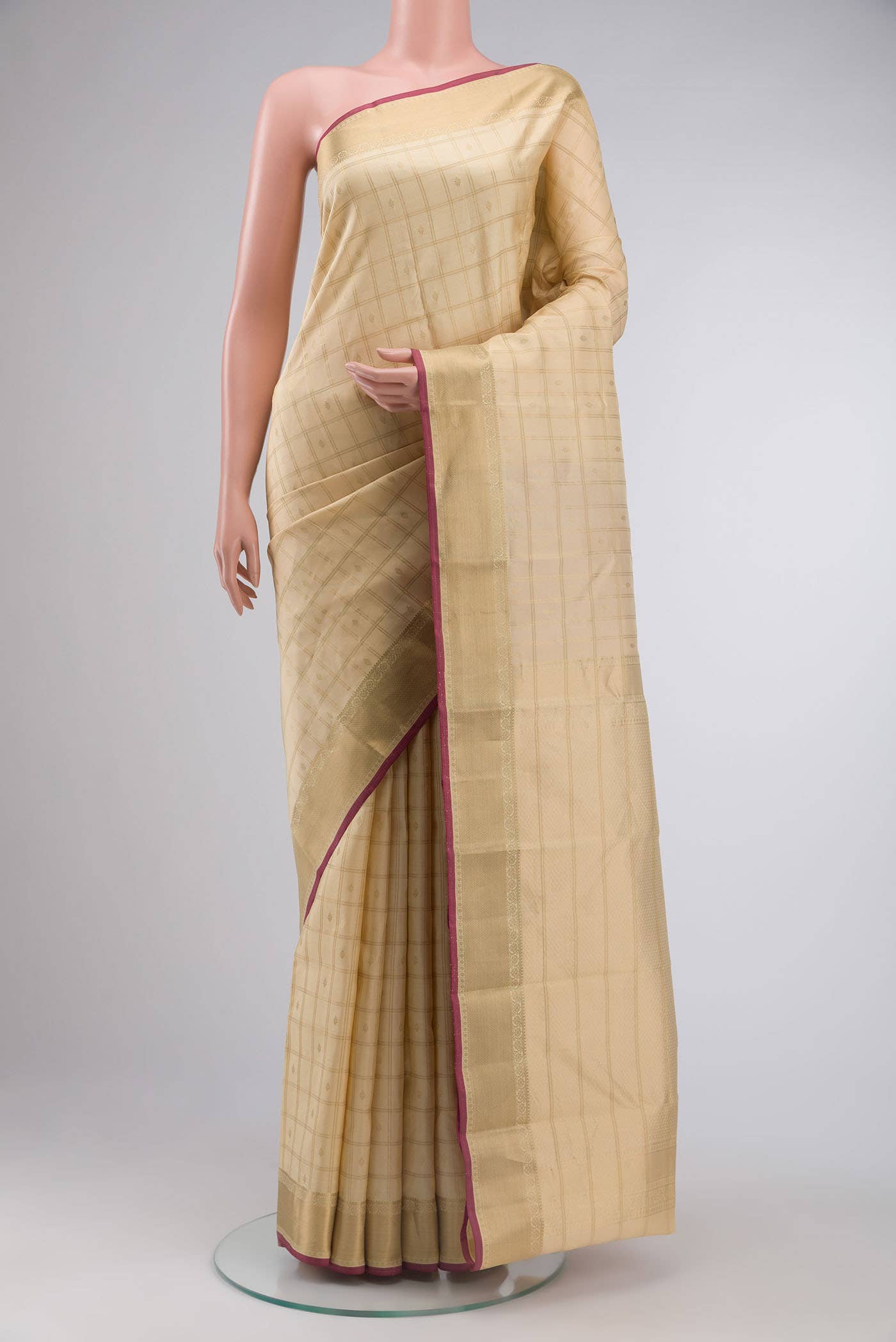 Cream Kanchipuram Silk Saree
