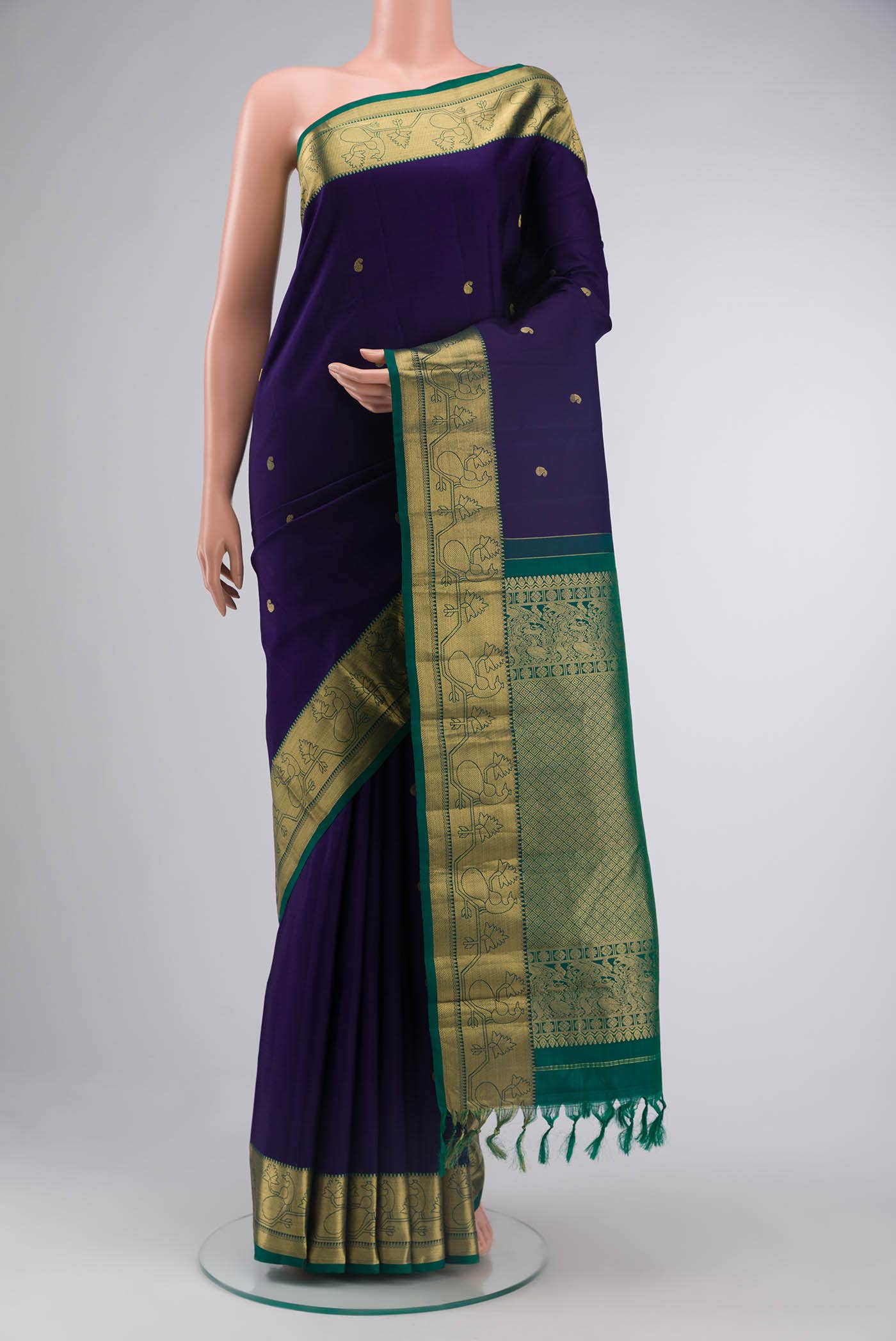 Navy Blue Kanchipuram Silk Saree