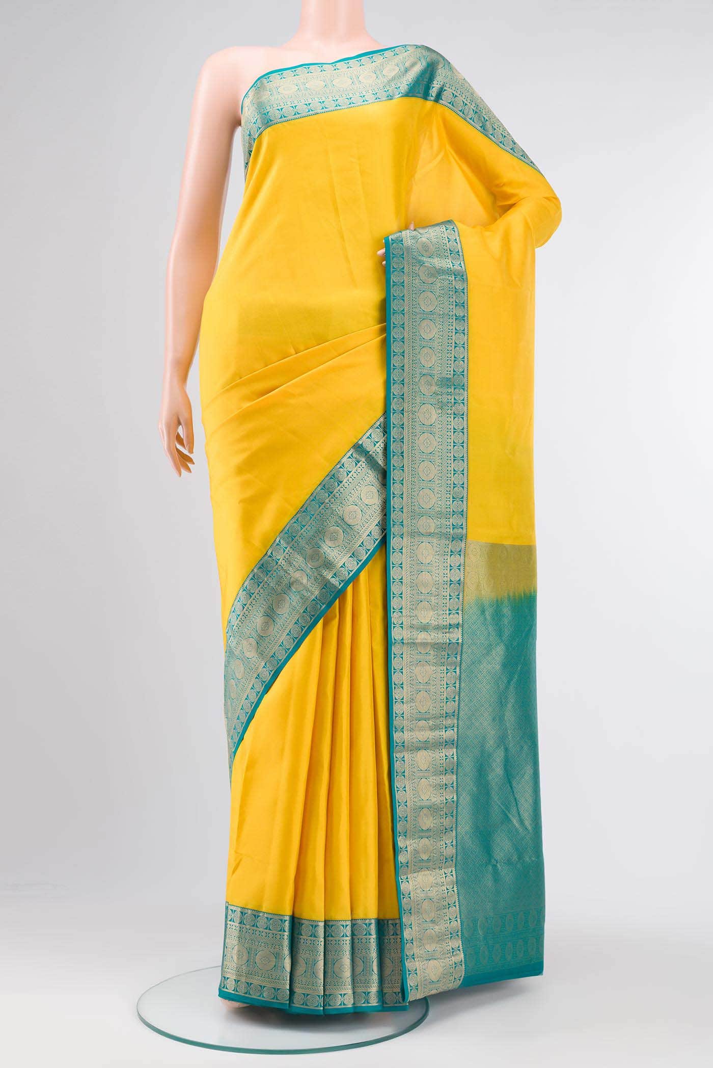 Yellow Kanchipuram Silk Saree
