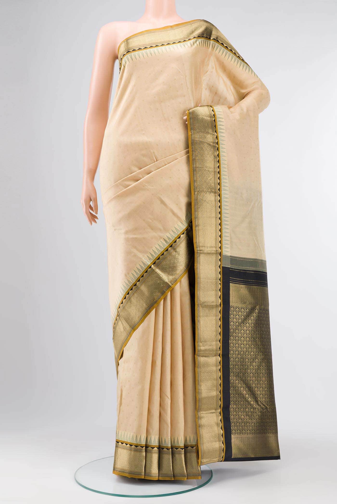 Beige Kanchipuram Silk Saree