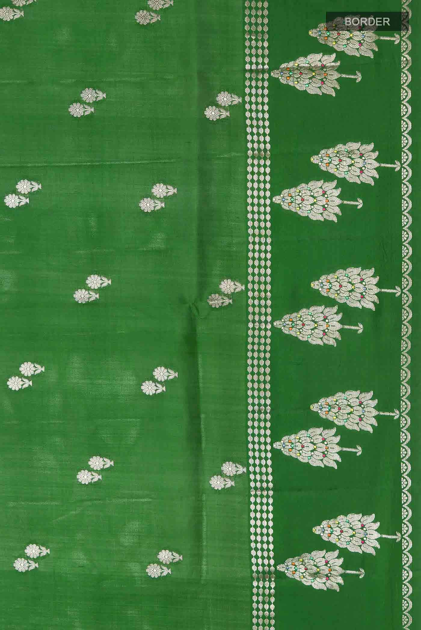 Green Banarasi Raw Silk Saree