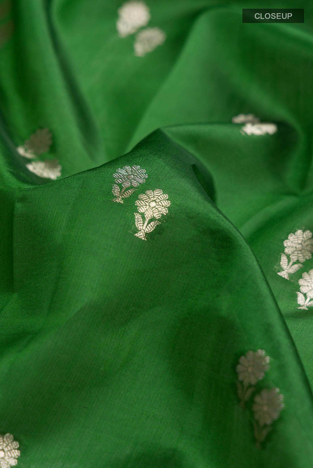 Green Banarasi Raw Silk Saree