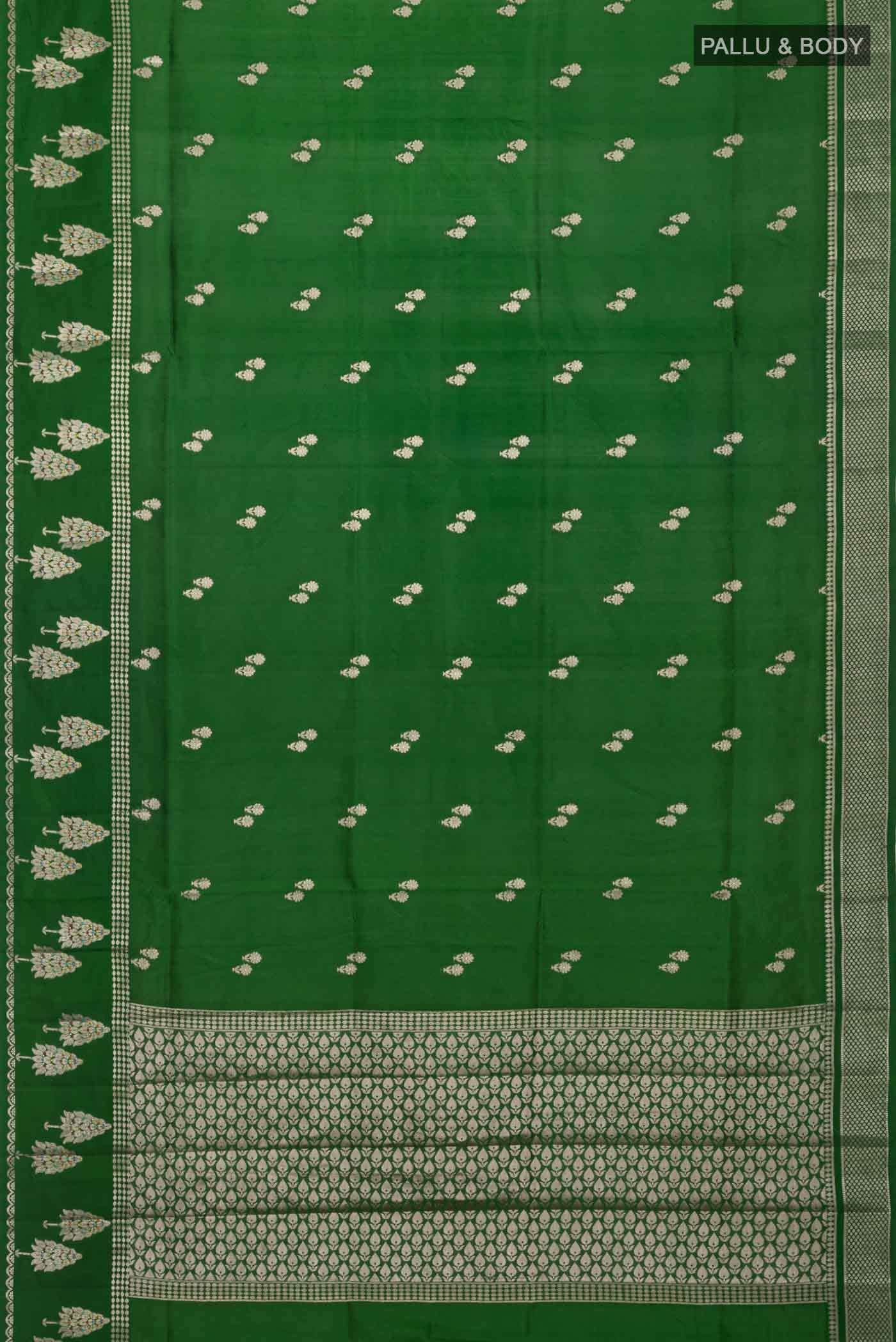 Green Banarasi Raw Silk Saree