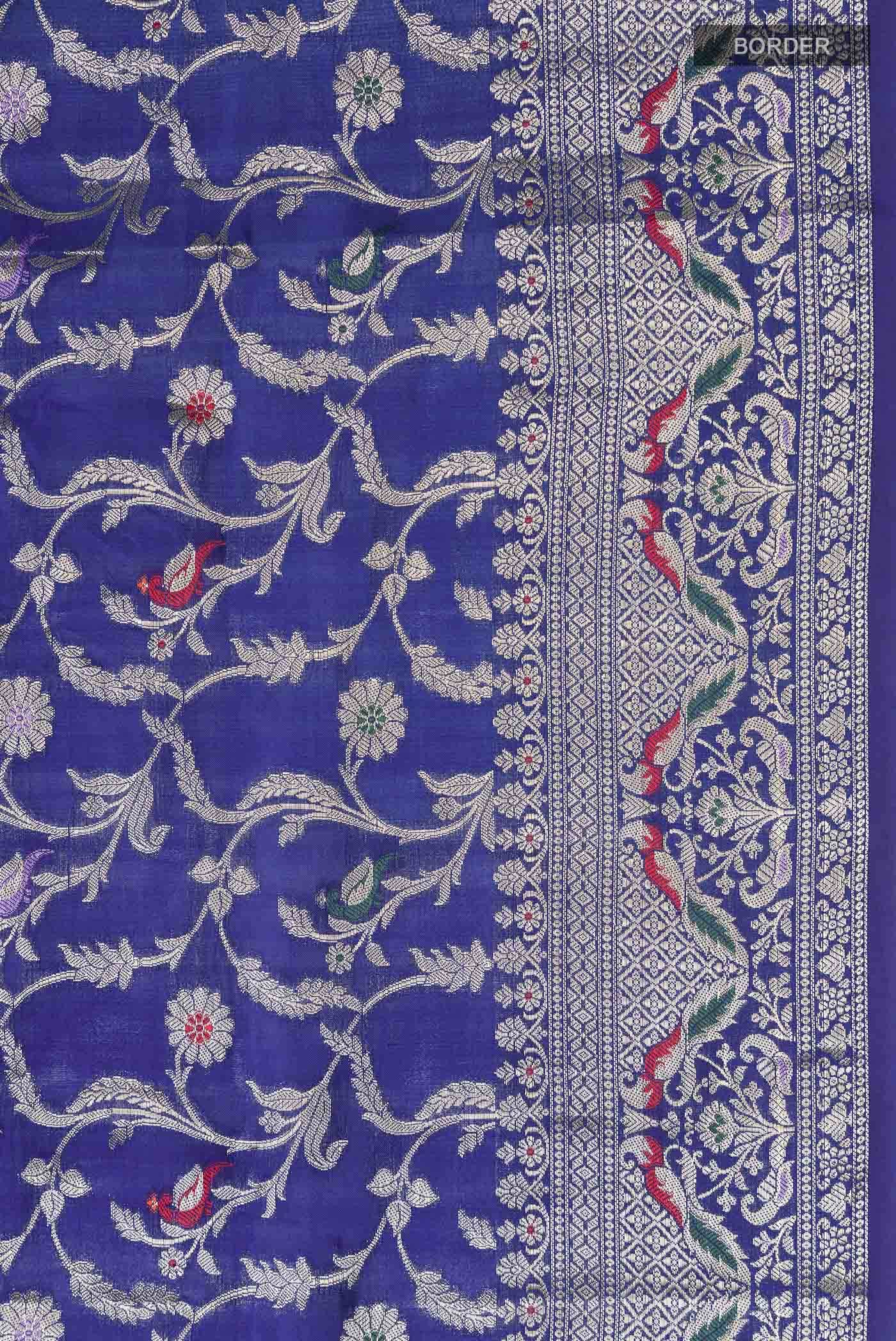 Blue Banarasi Raw Silk Saree