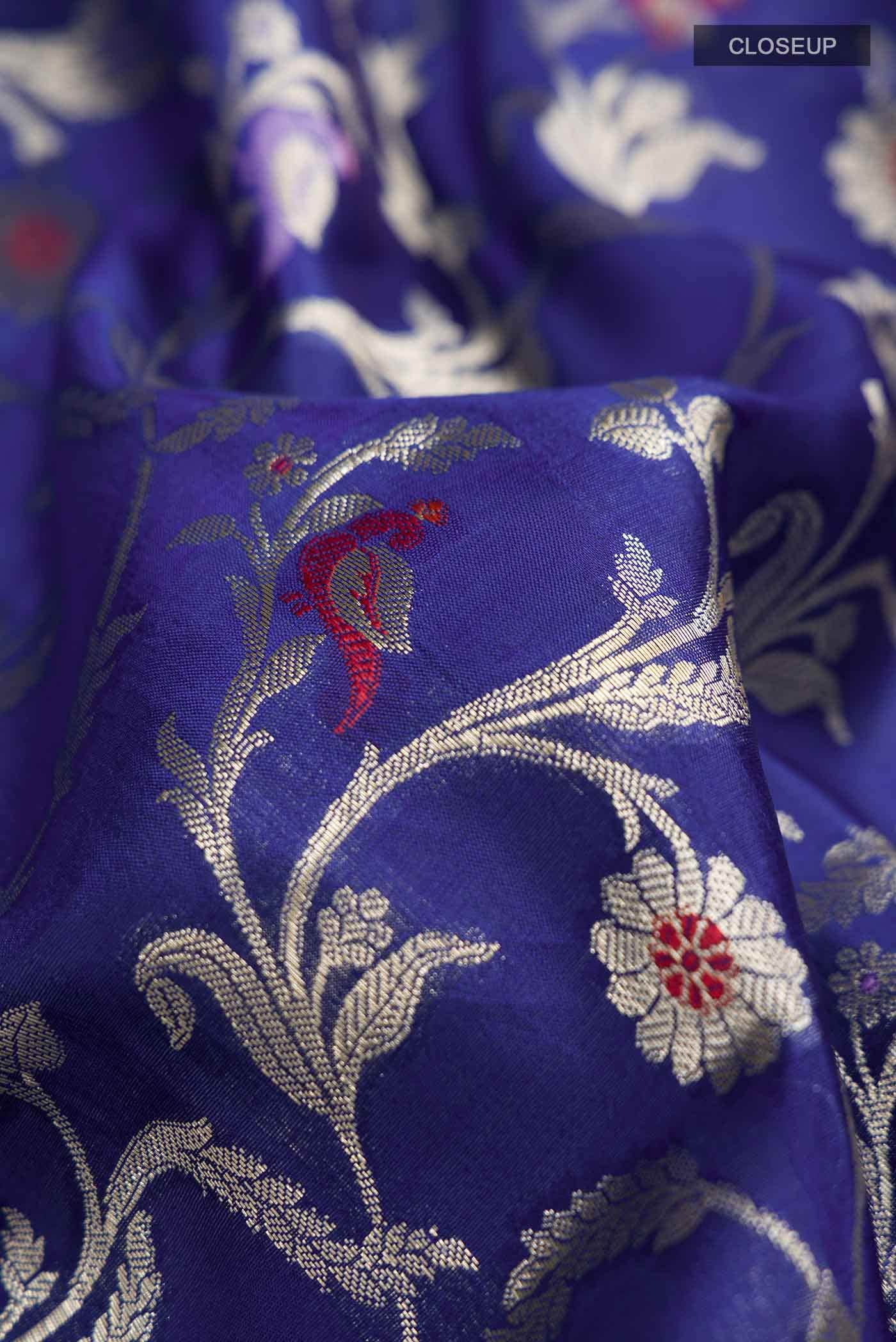 Blue Banarasi Raw Silk Saree