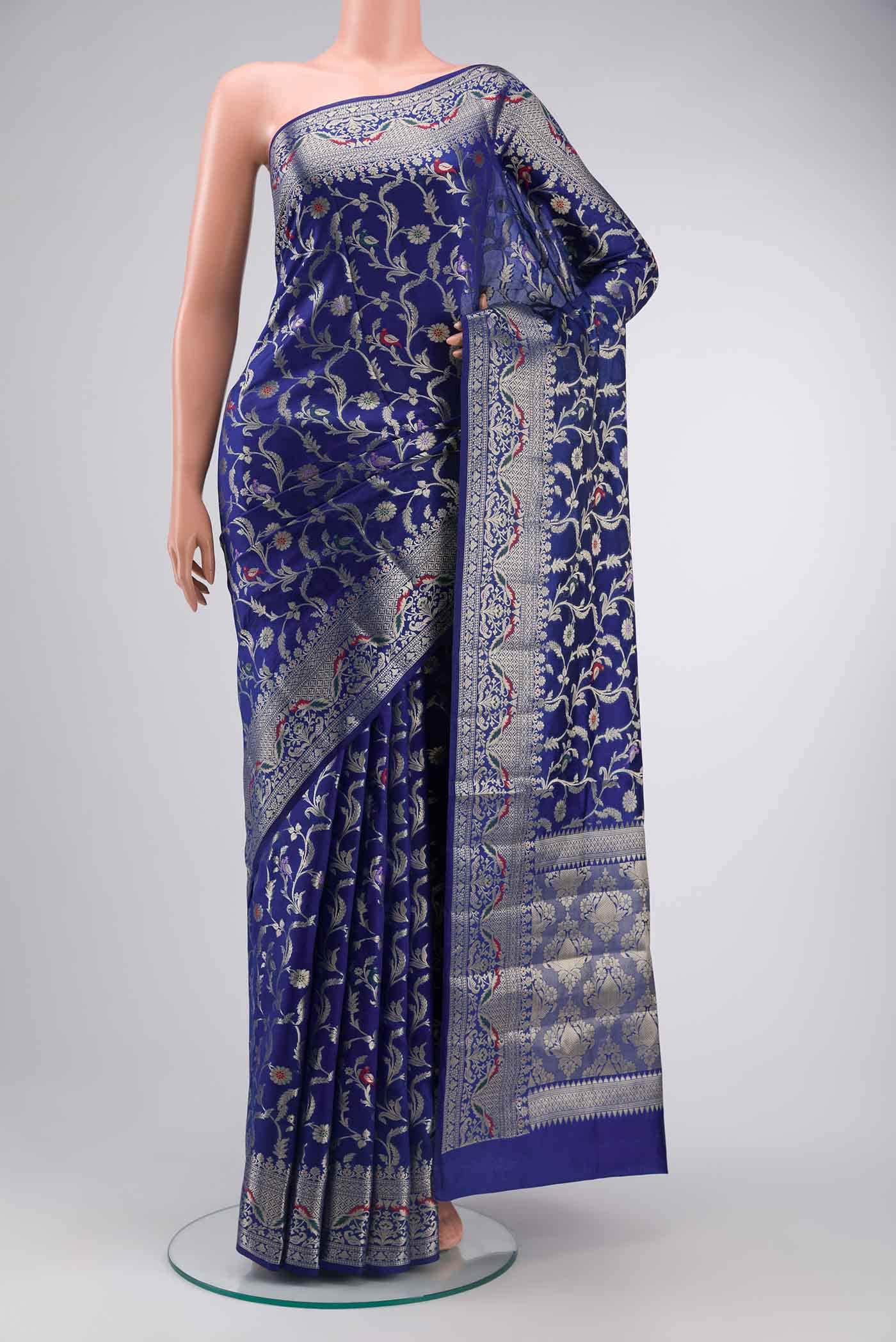 Blue Banarasi Raw Silk Saree