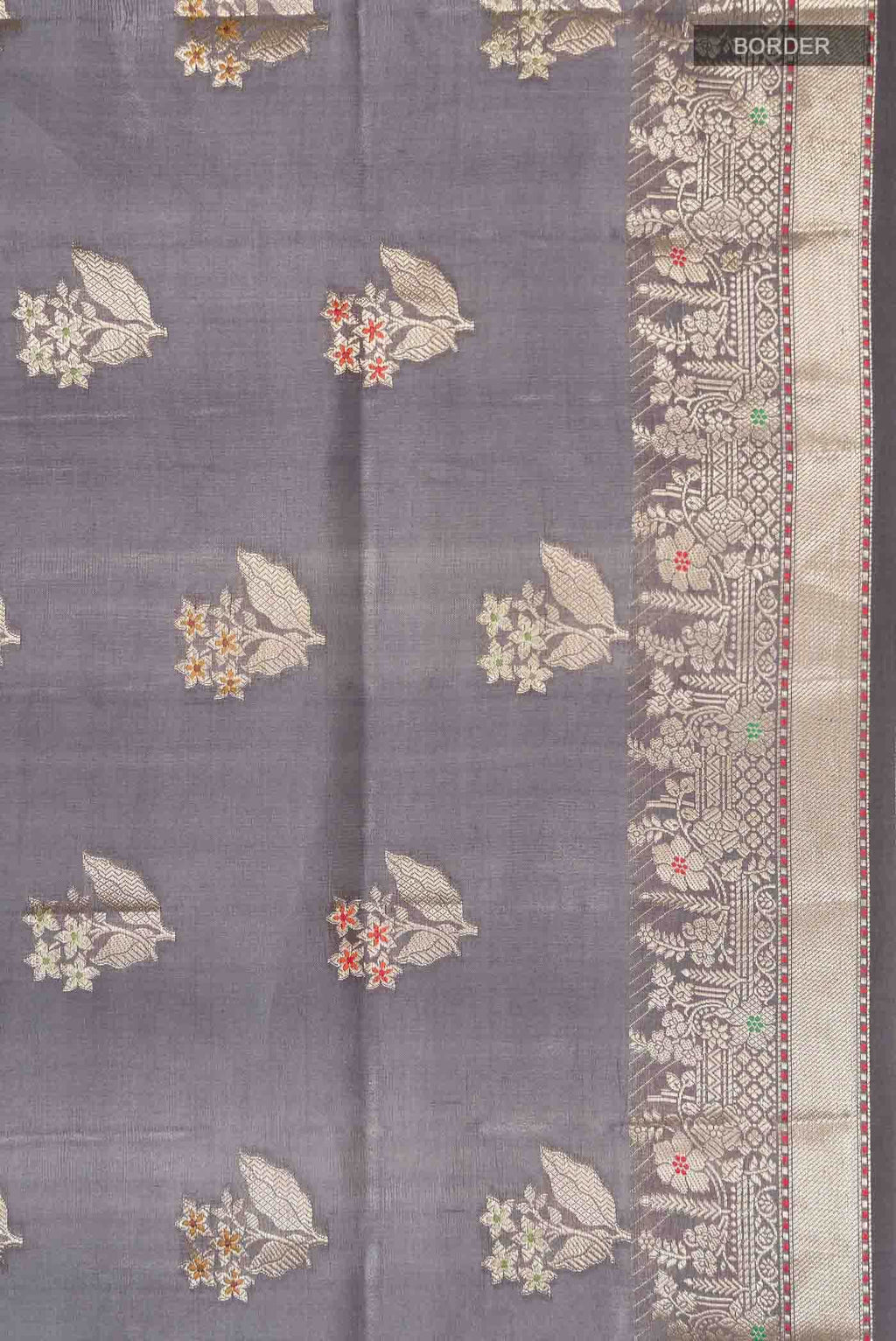 Grey Banarasi Raw Silk Saree