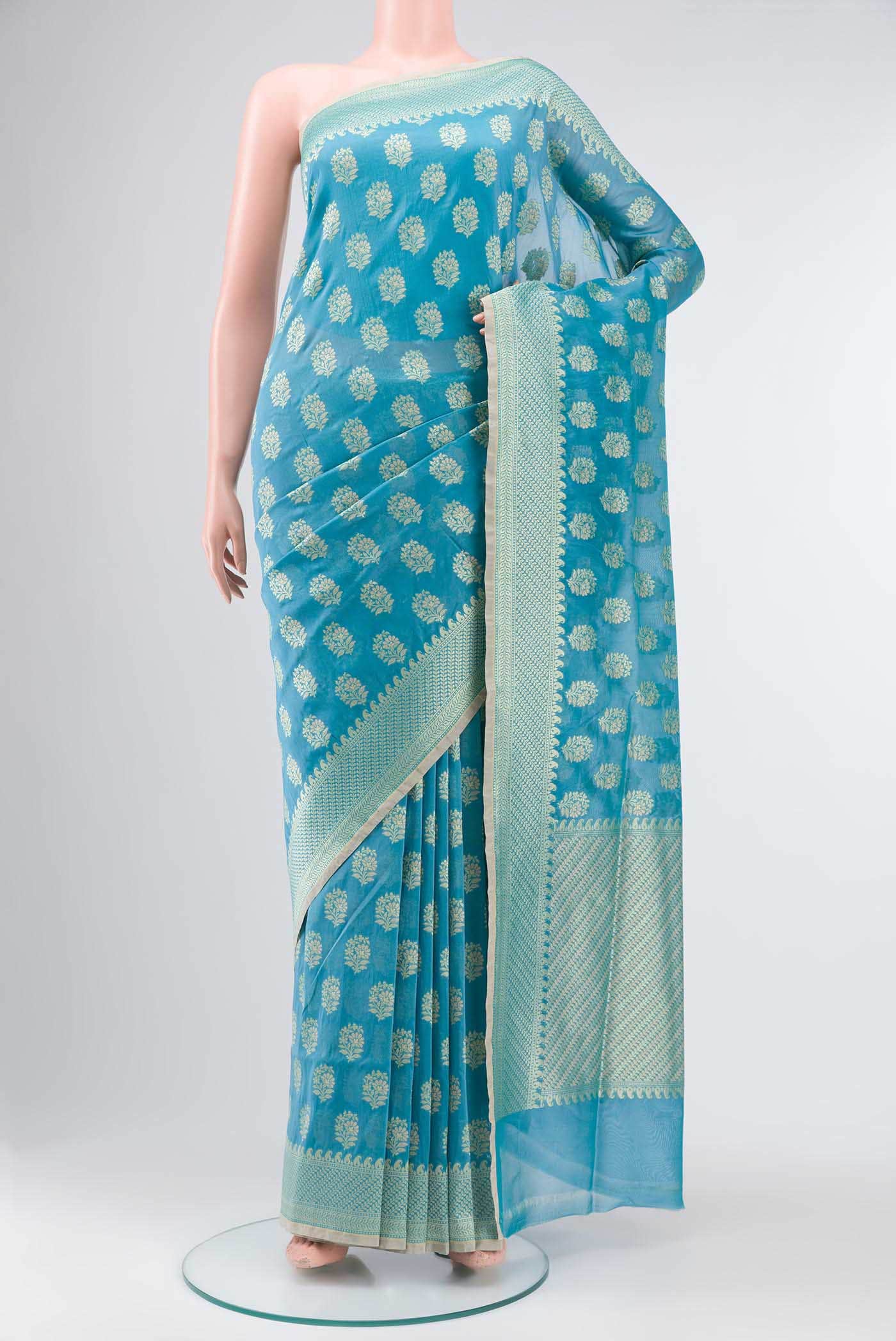 Blue Banarasi Silk Saree