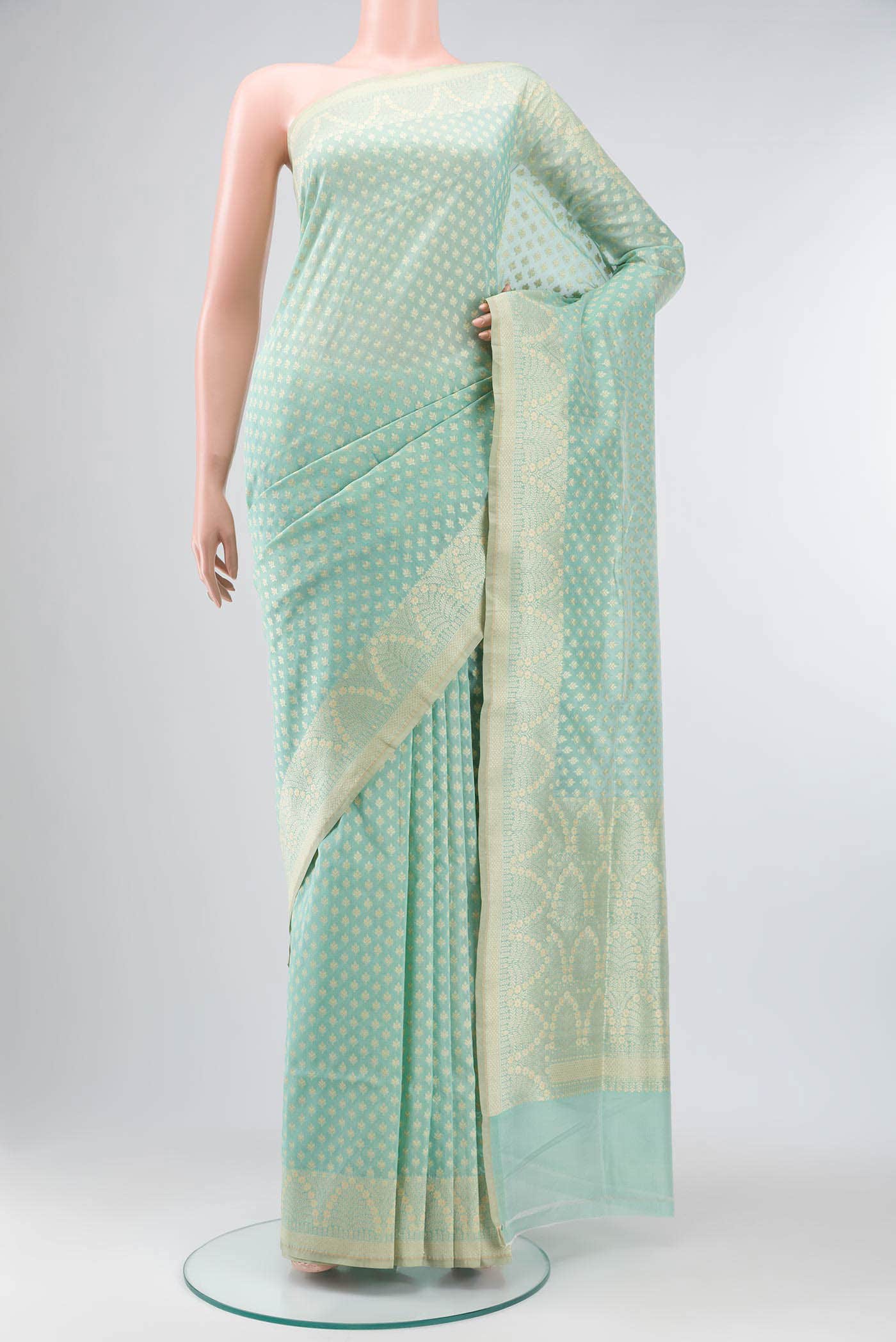 Mint Green Banarasi Silk Saree