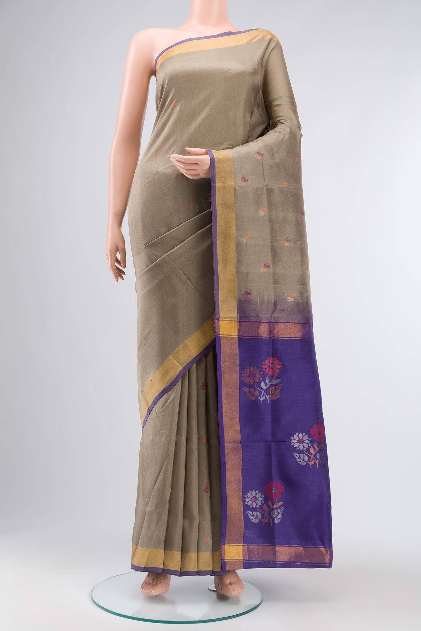 Grey Uppada Silk Saree
