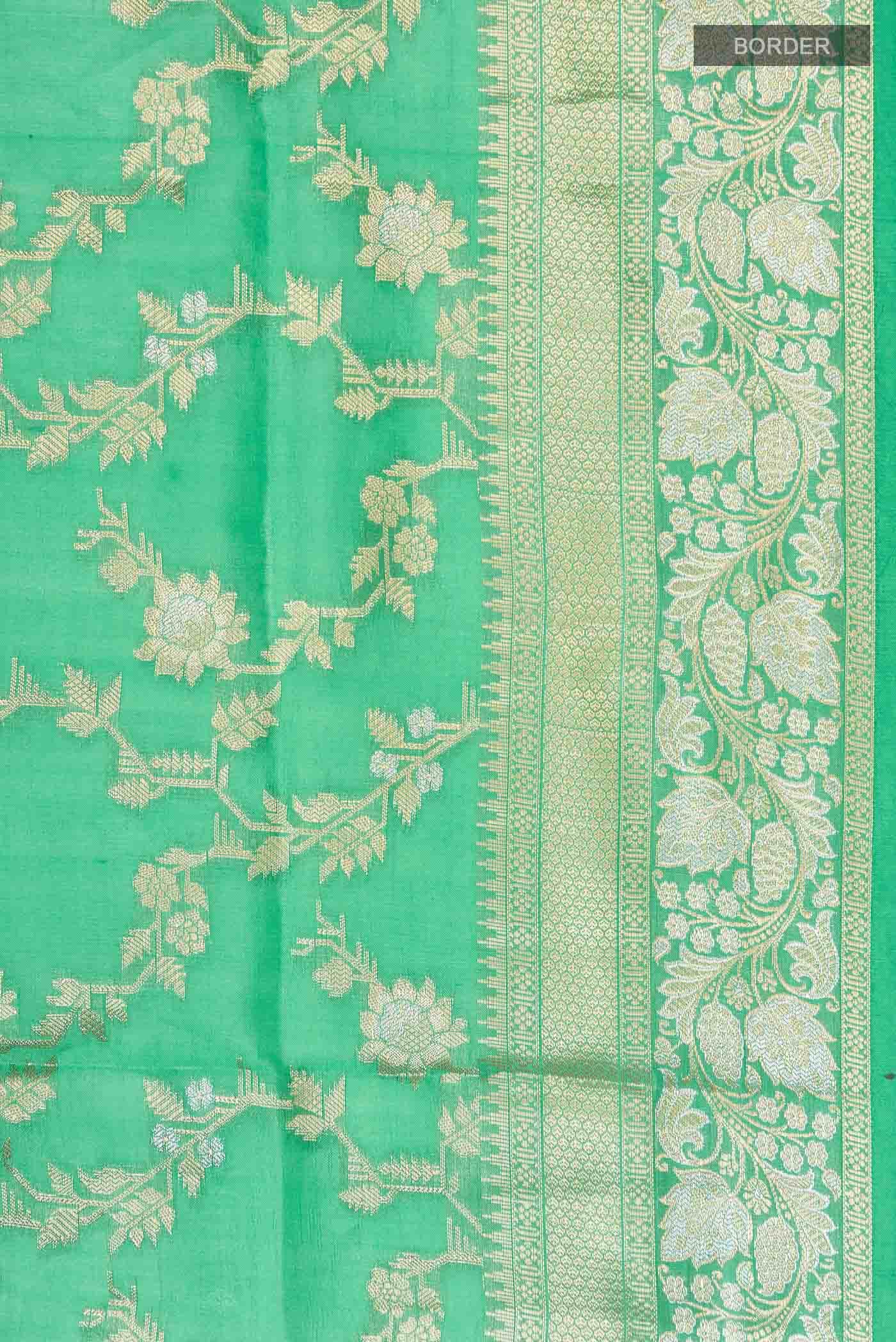 Green Banarasi Raw Silk Saree