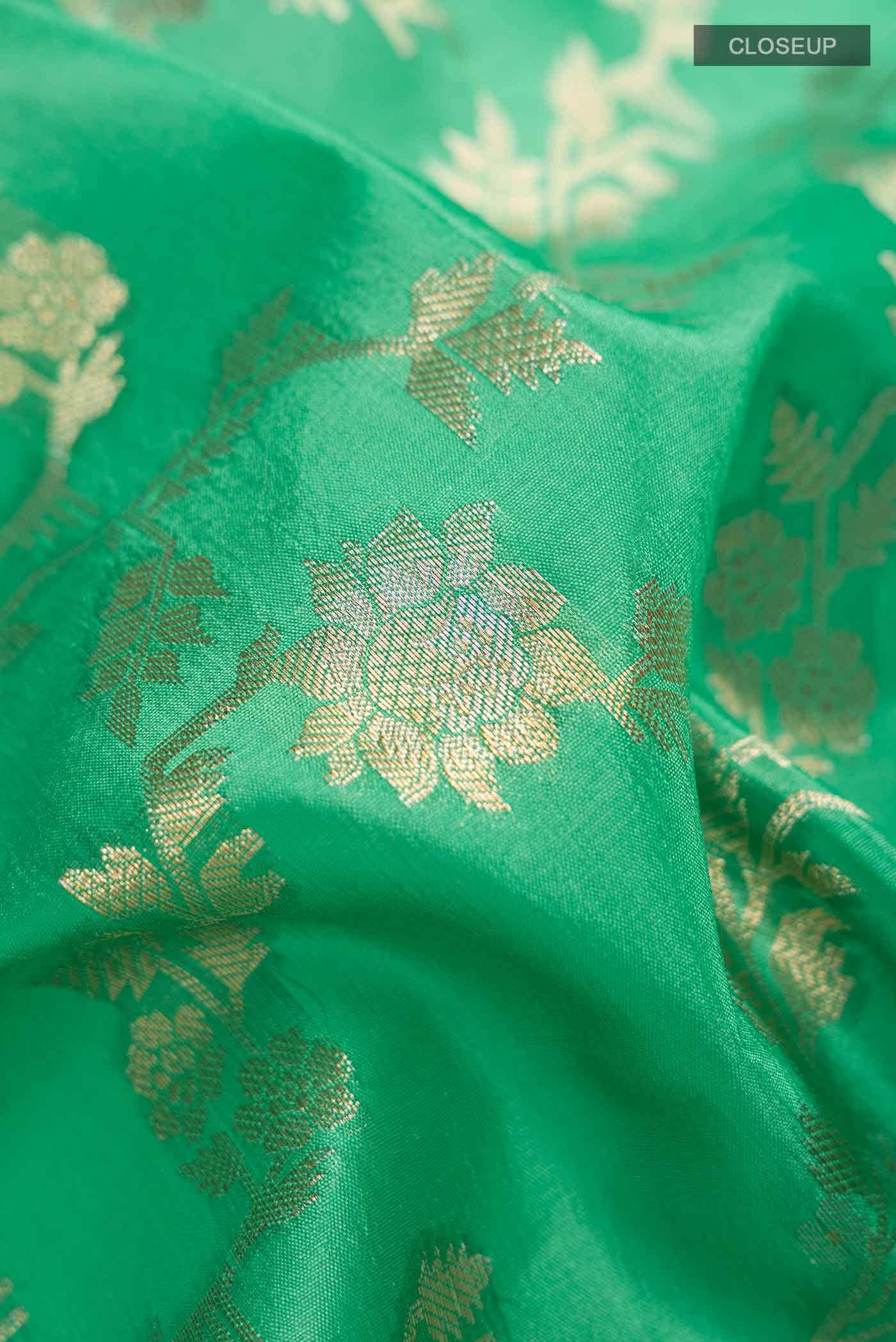 Green Banarasi Raw Silk Saree