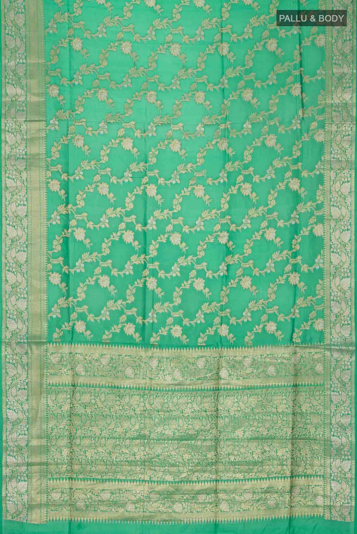 Green Banarasi Raw Silk Saree