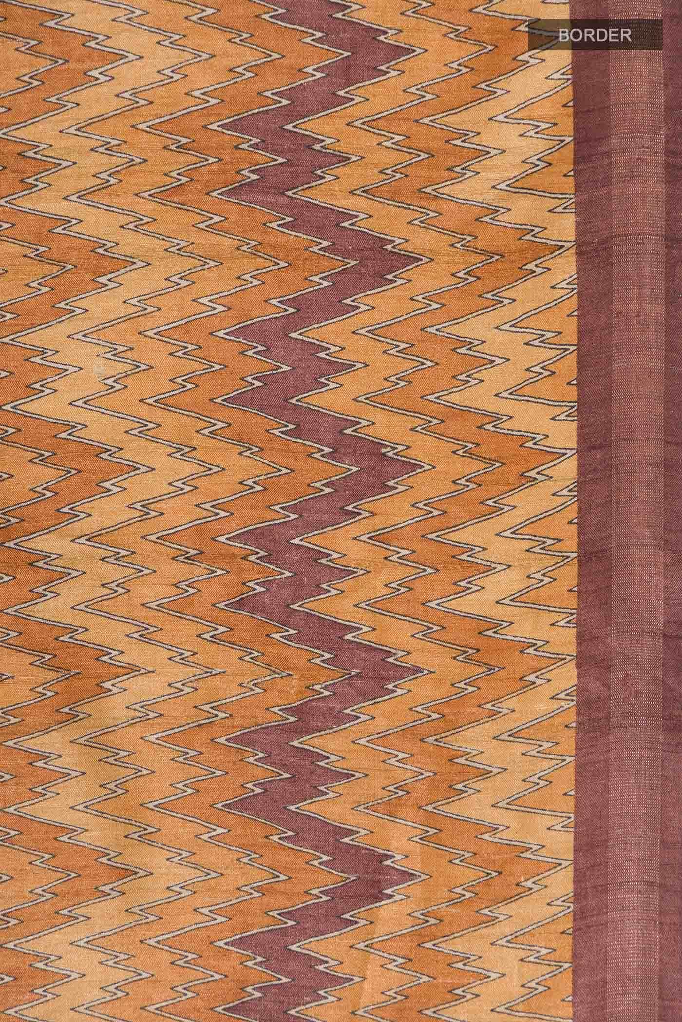 Mustard Tussar Silk Saree