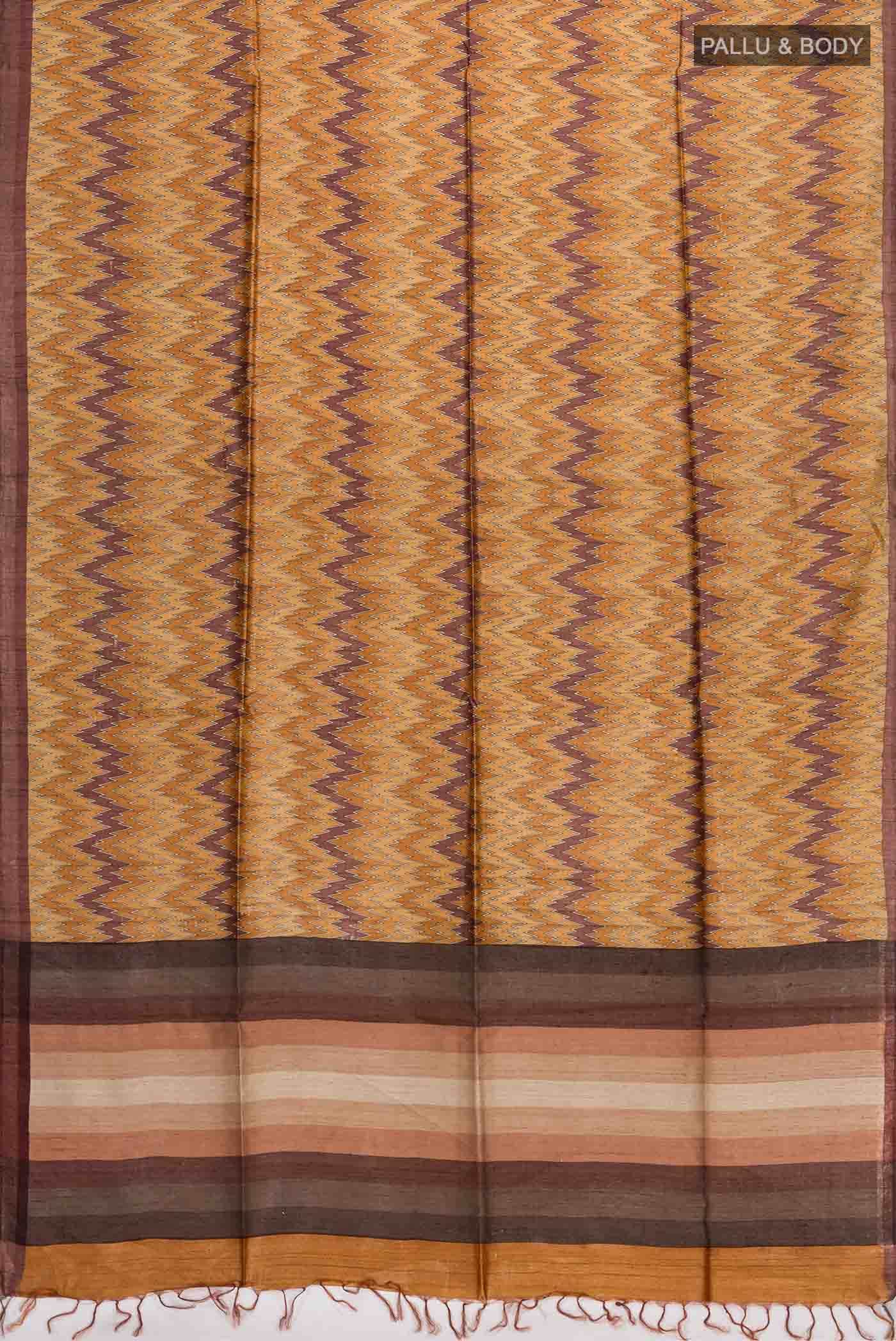 Mustard Tussar Silk Saree