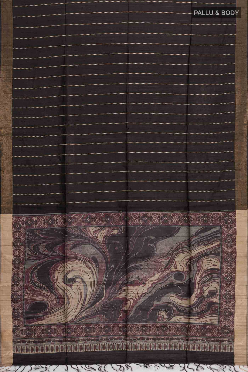 Black Tussar Silk Saree