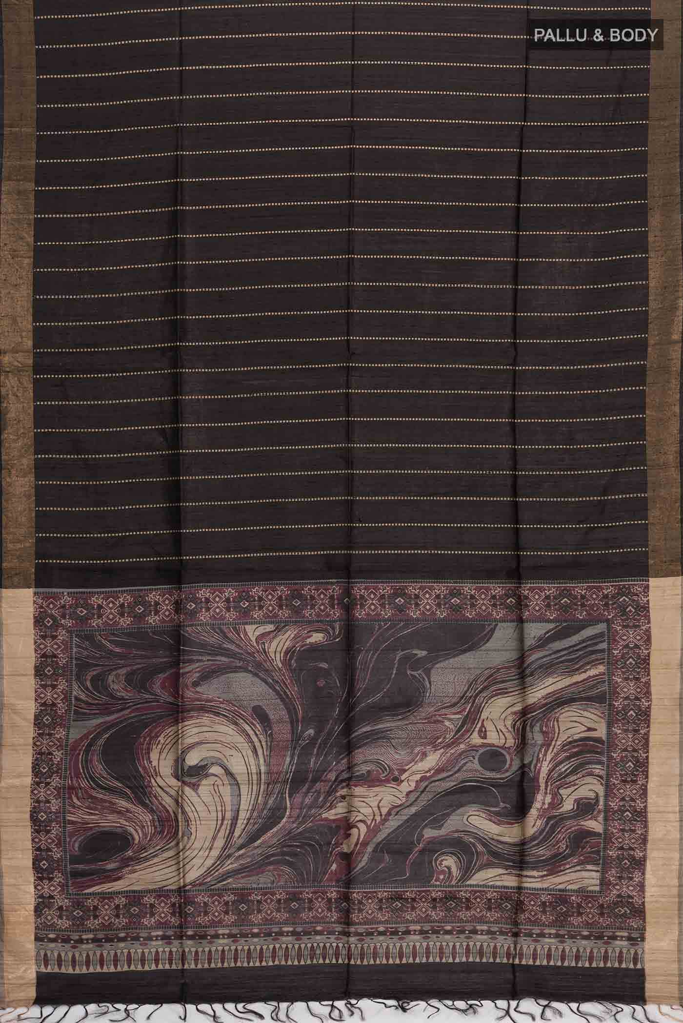 Black Tussar Silk Saree