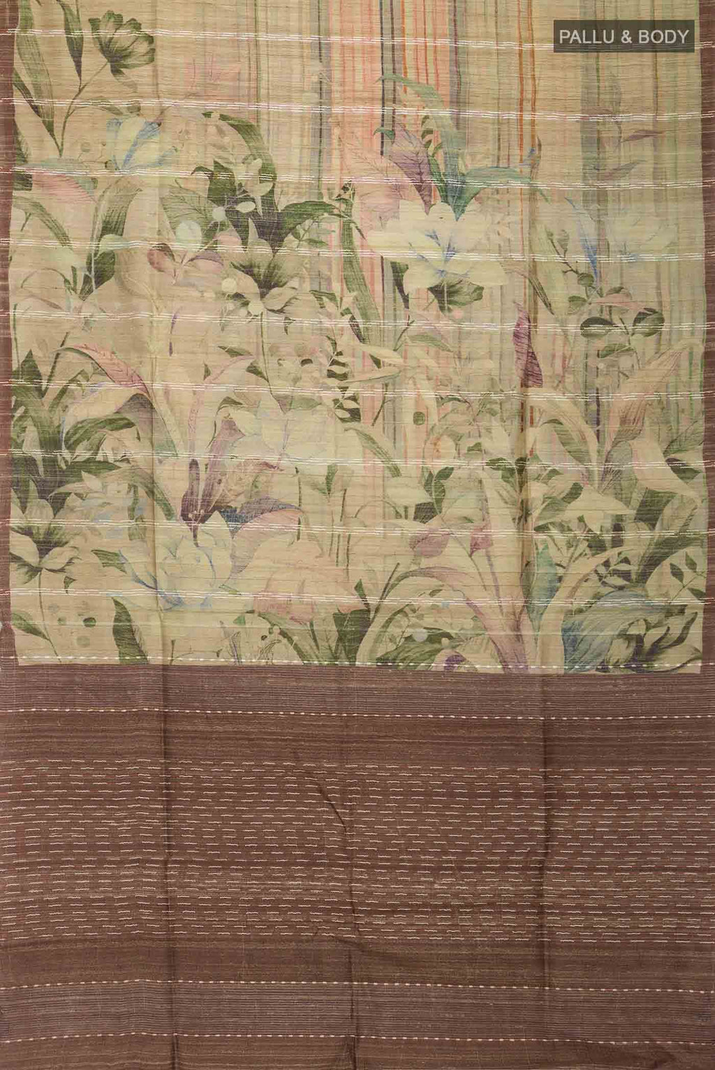 Brown Tussar Silk Saree