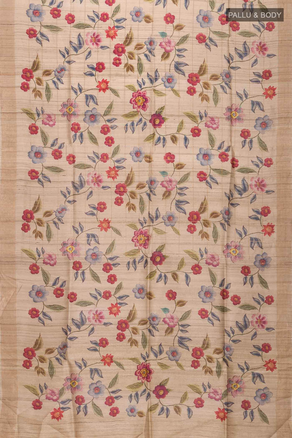 Beige Tussar Silk Saree