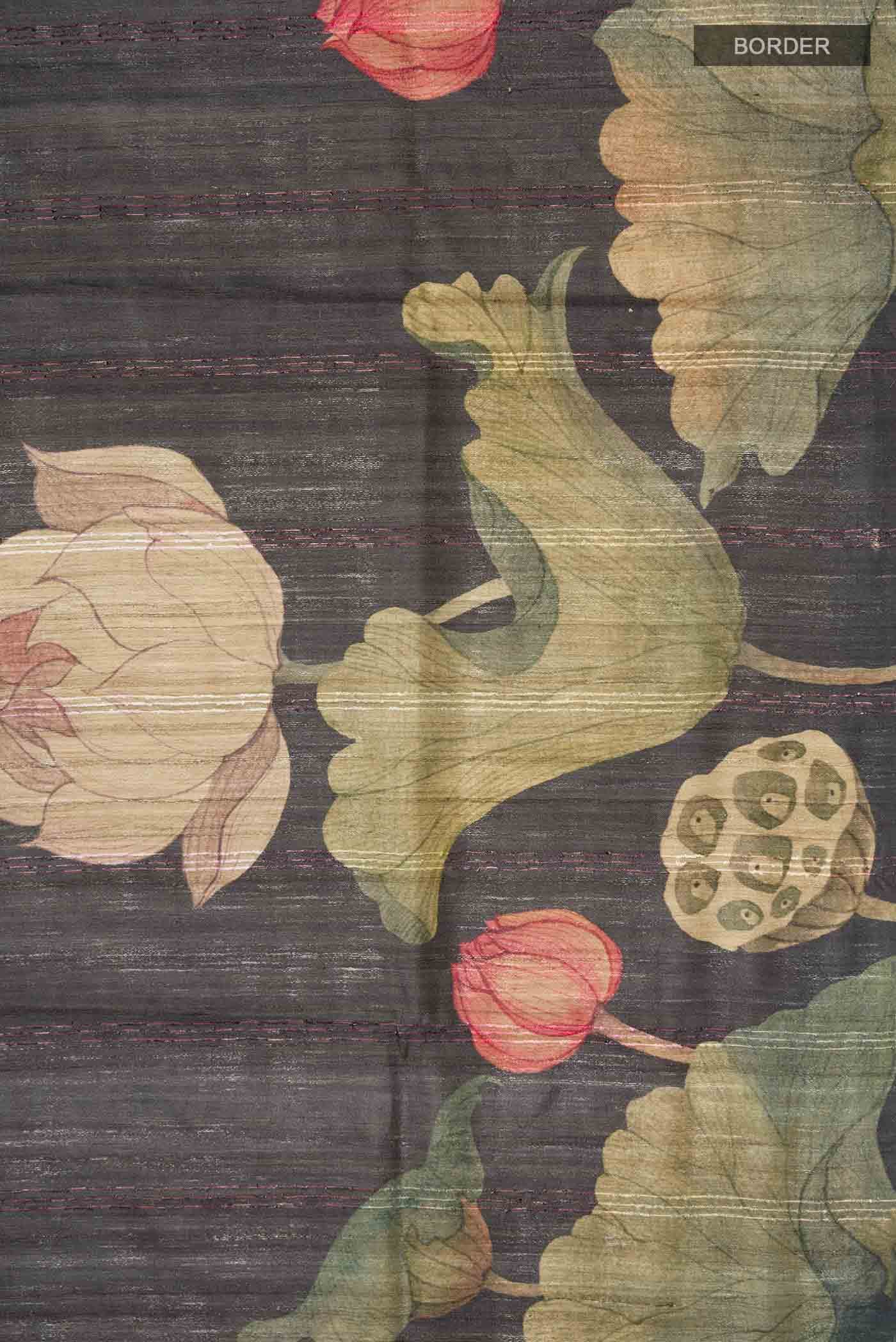 Black Tussar Silk Saree