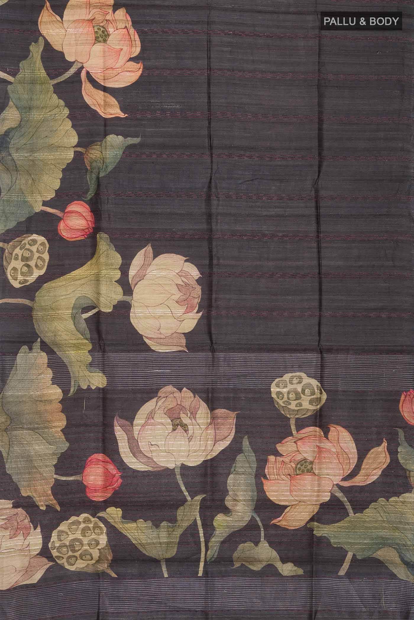 Black Tussar Silk Saree