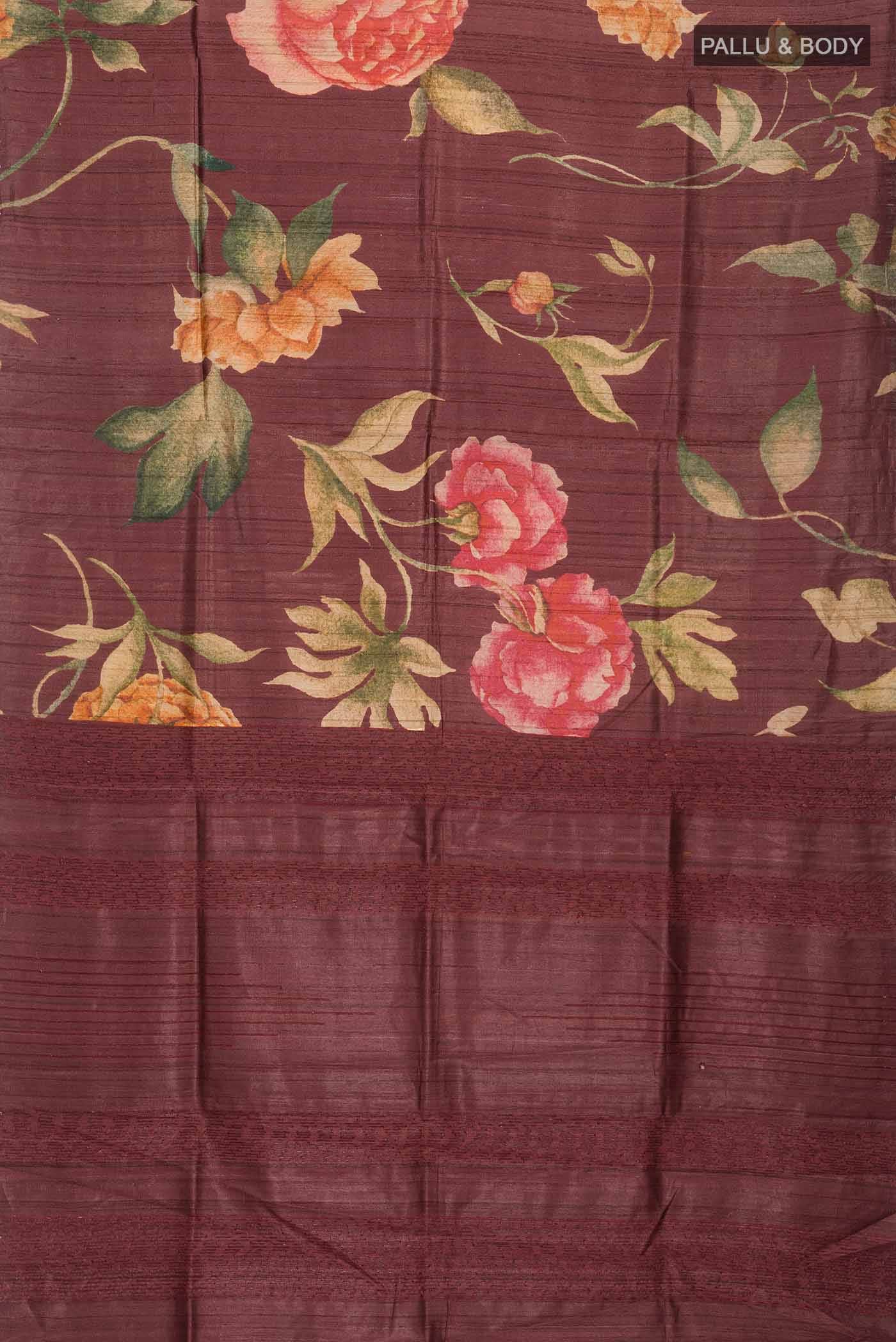 Brown Tussar Silk Saree