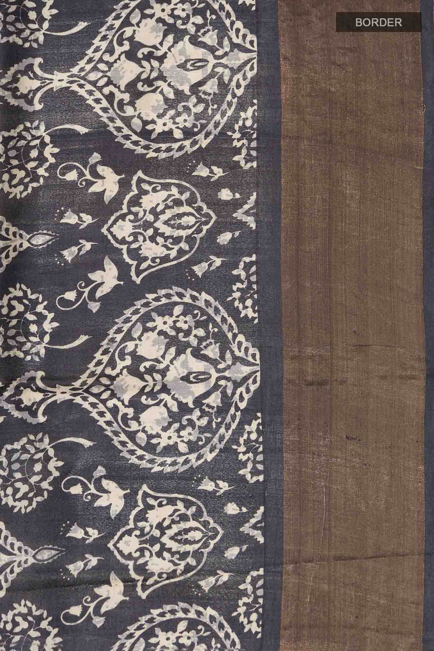 Black Tussar Silk Saree
