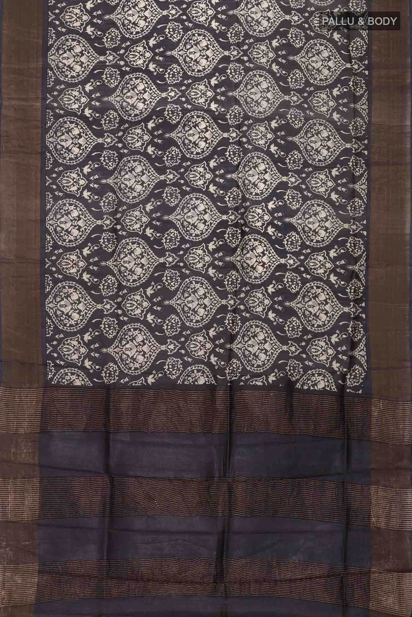 Black Tussar Silk Saree