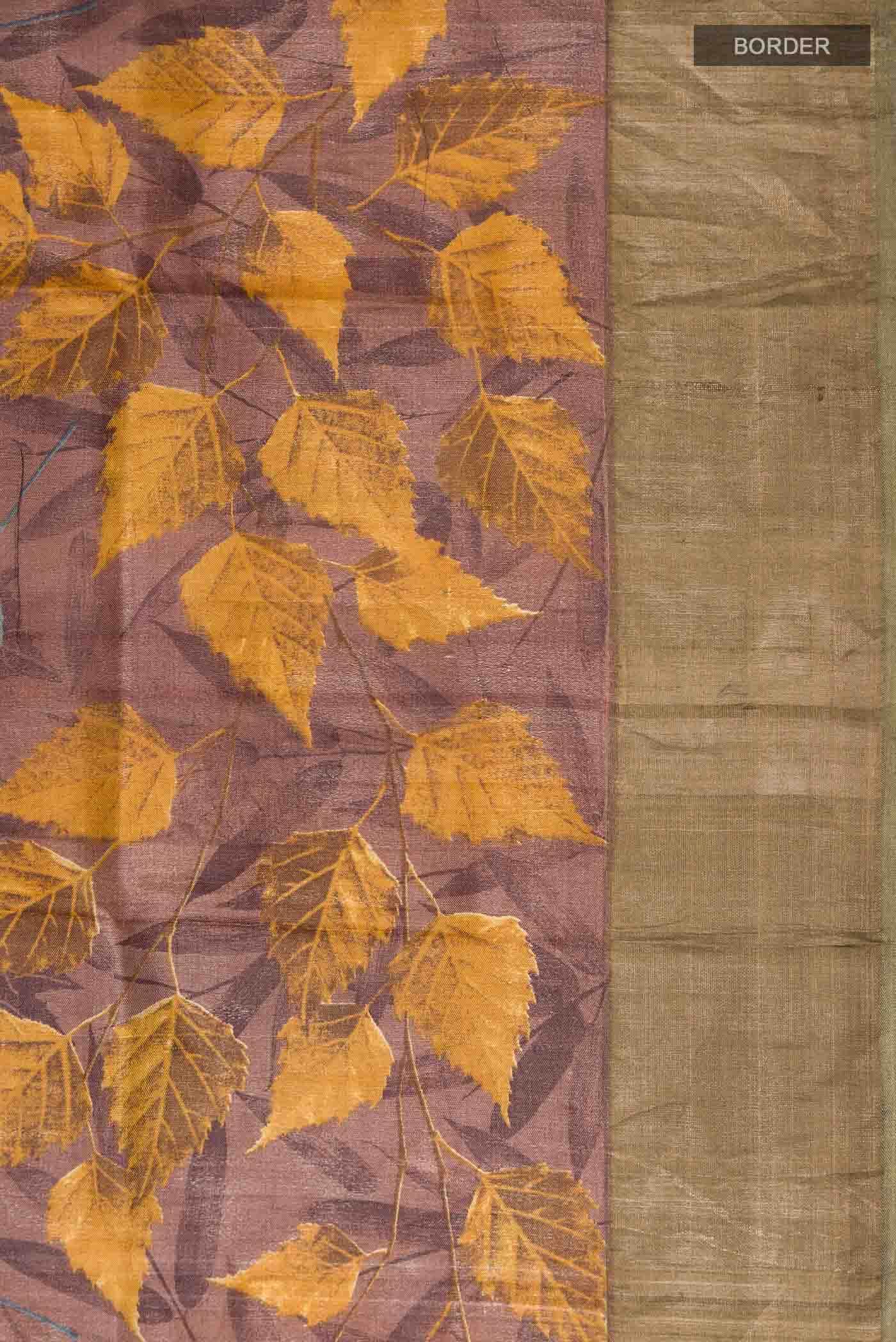Brown Tussar Silk Saree