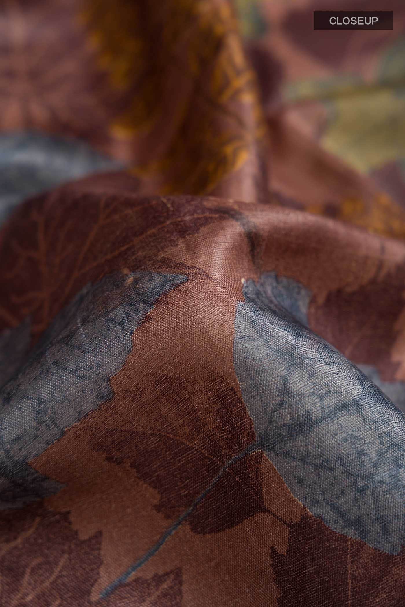 Brown Tussar Silk Saree