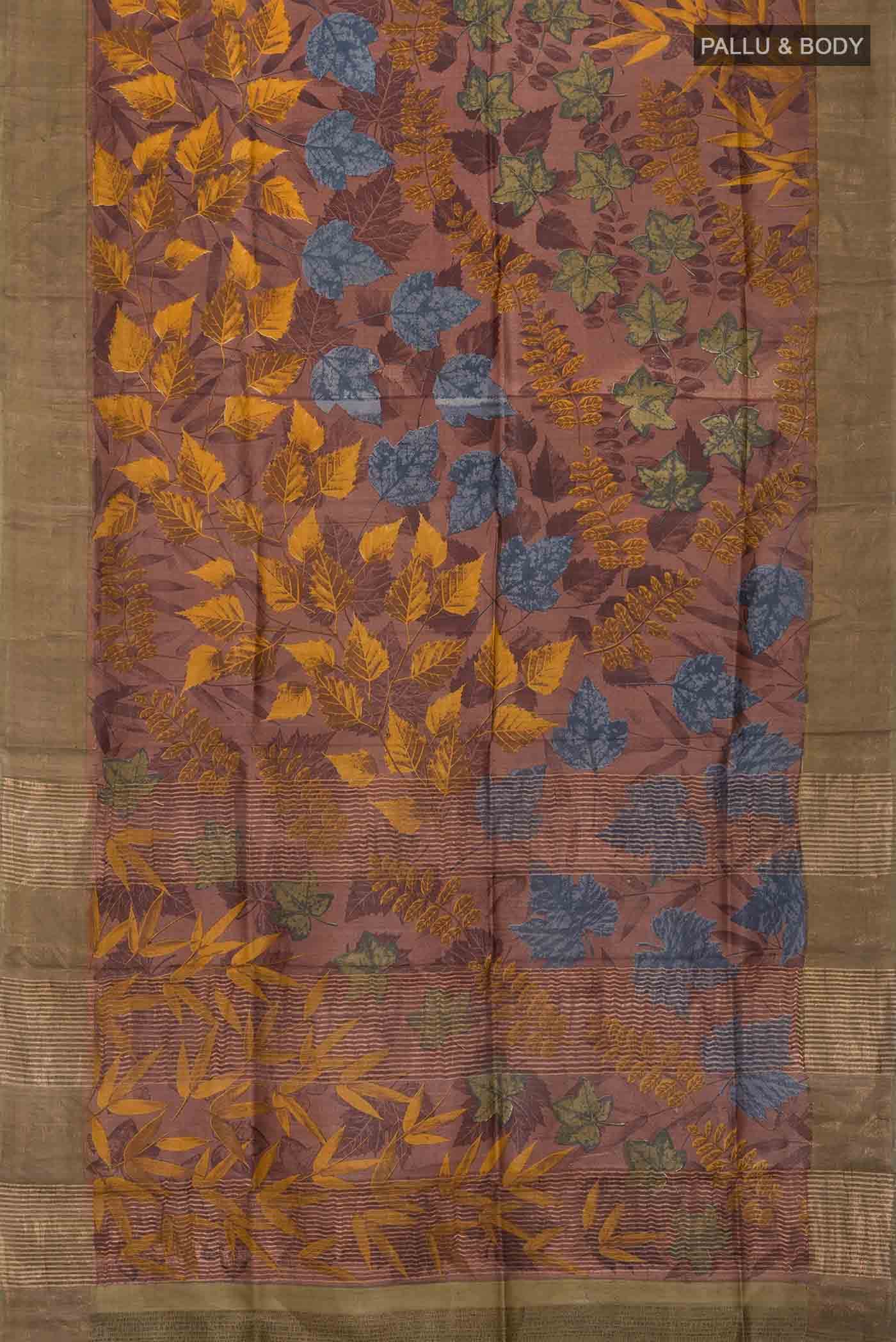 Brown Tussar Silk Saree