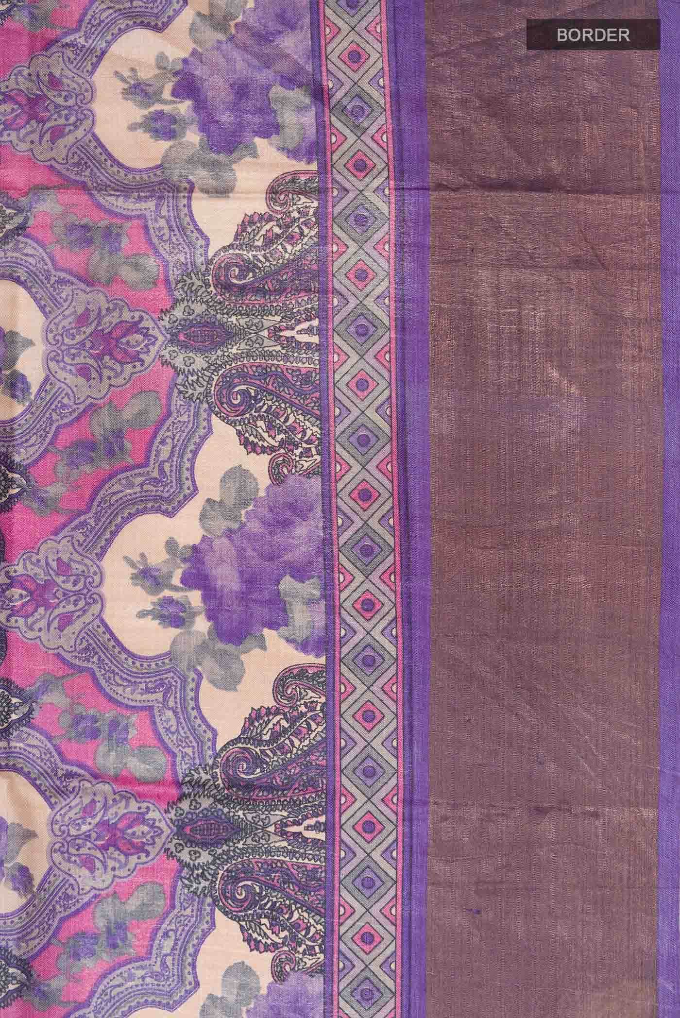 Beige Tussar Silk Saree