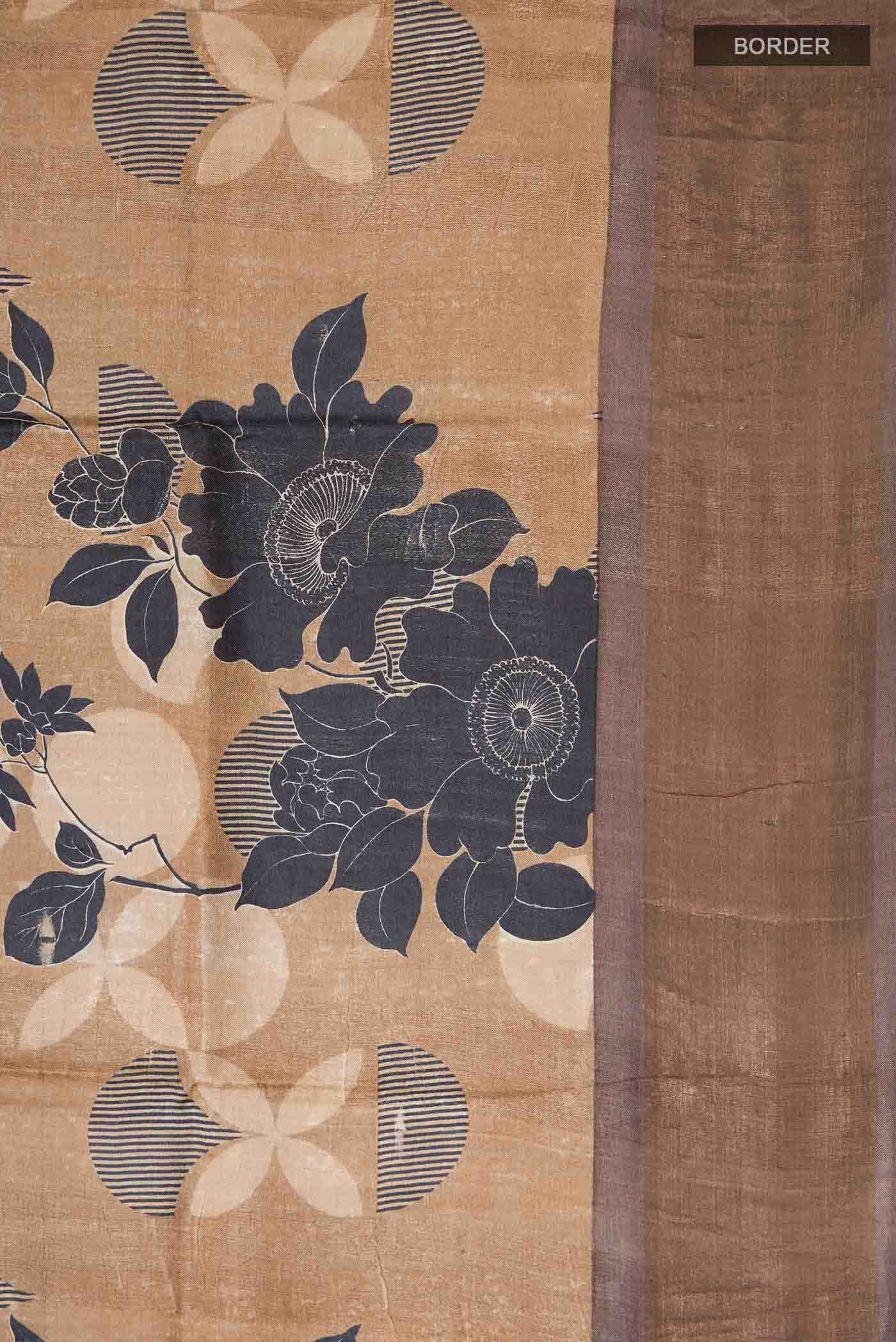Brown Tussar Silk Saree