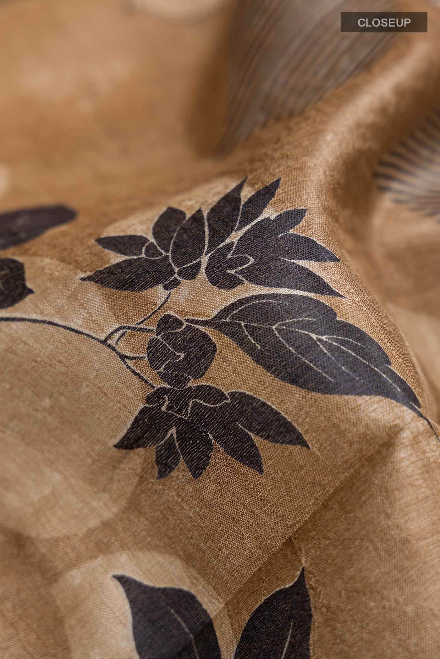 Brown Tussar Silk Saree