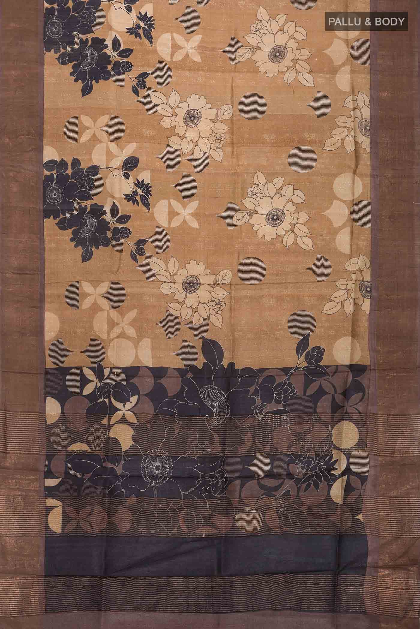 Brown Tussar Silk Saree